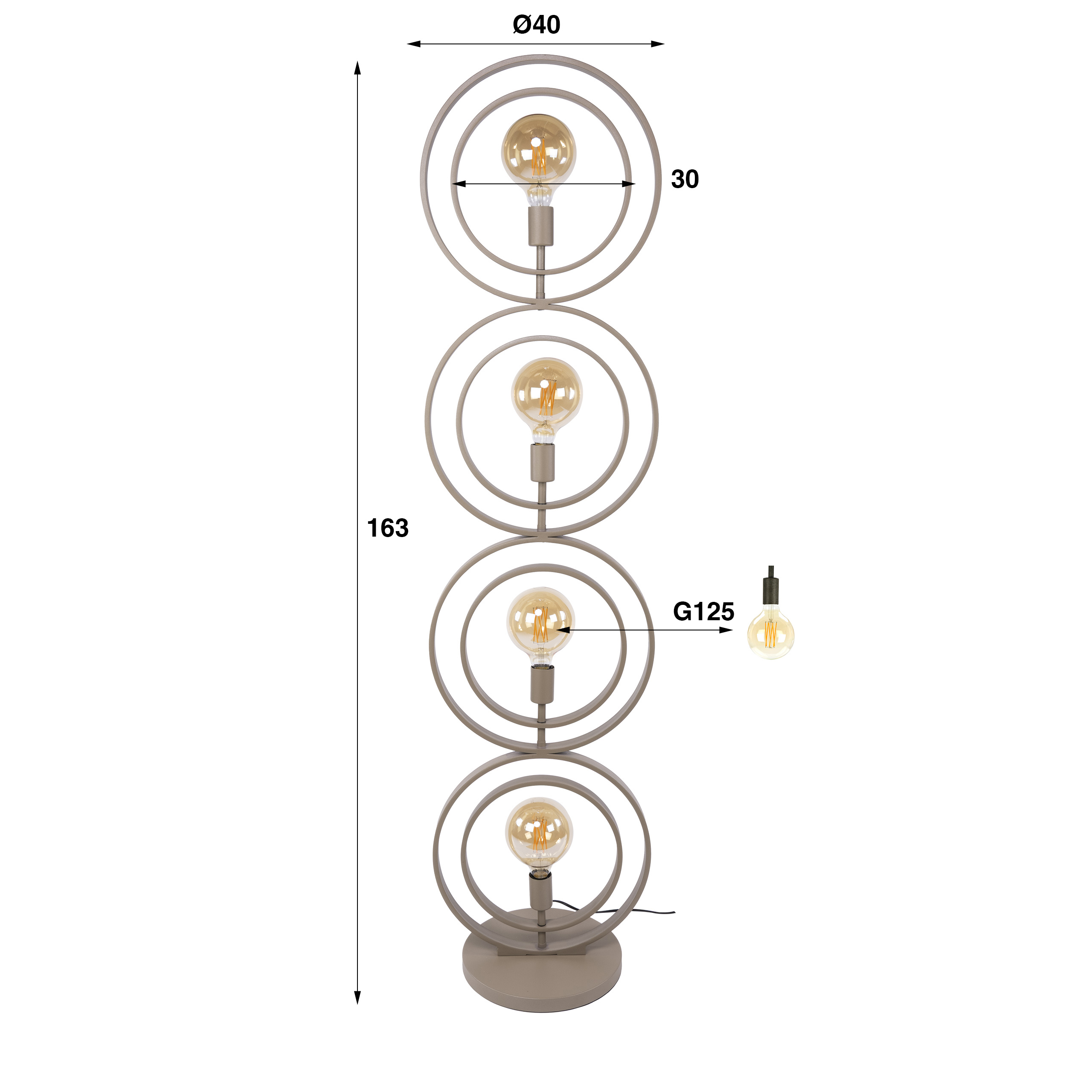 Floor Lamp Turn Around 4-light / Beige - Zijlstra