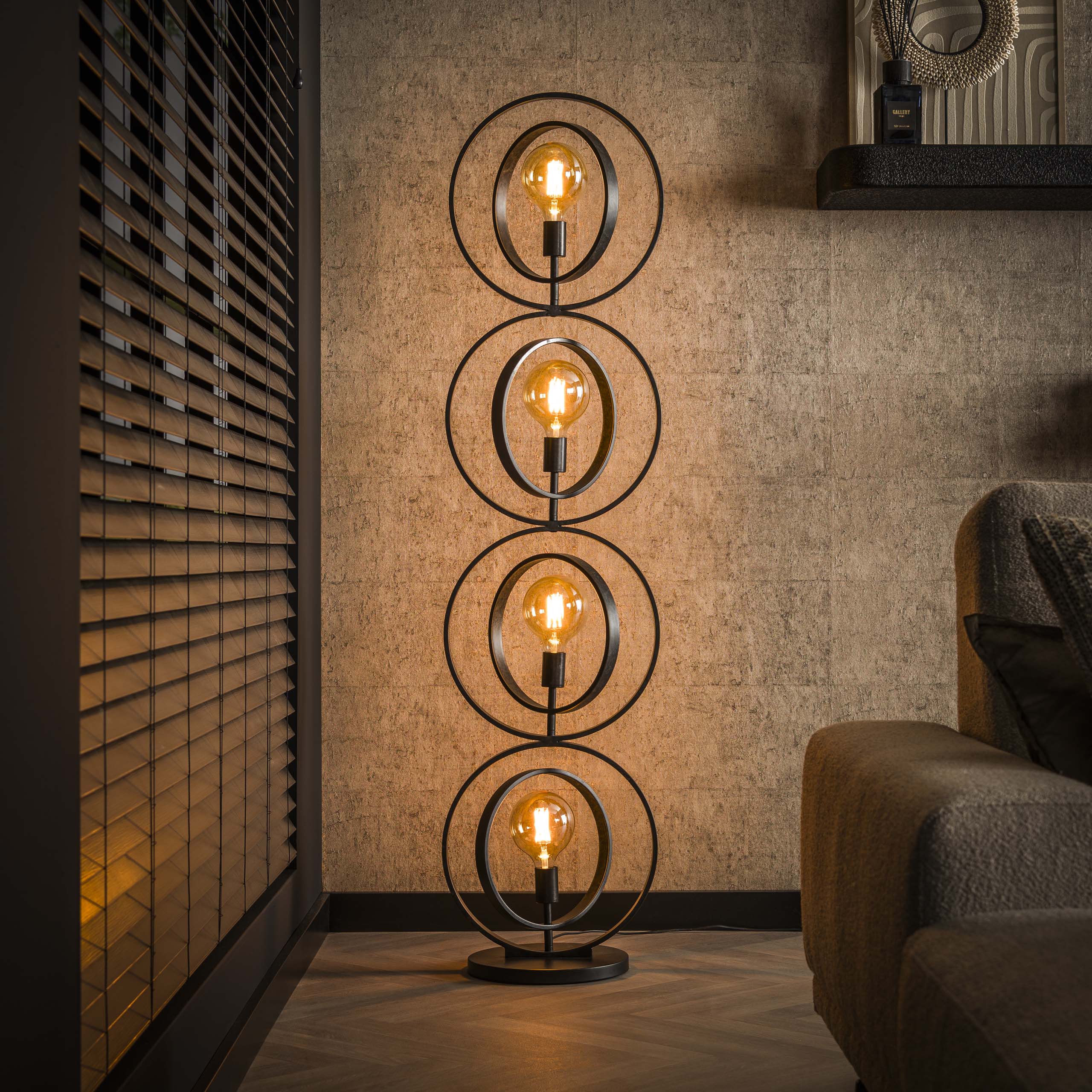 Vloerlamp Turn Around 4-lichts / Charcoal - Zijlstra
