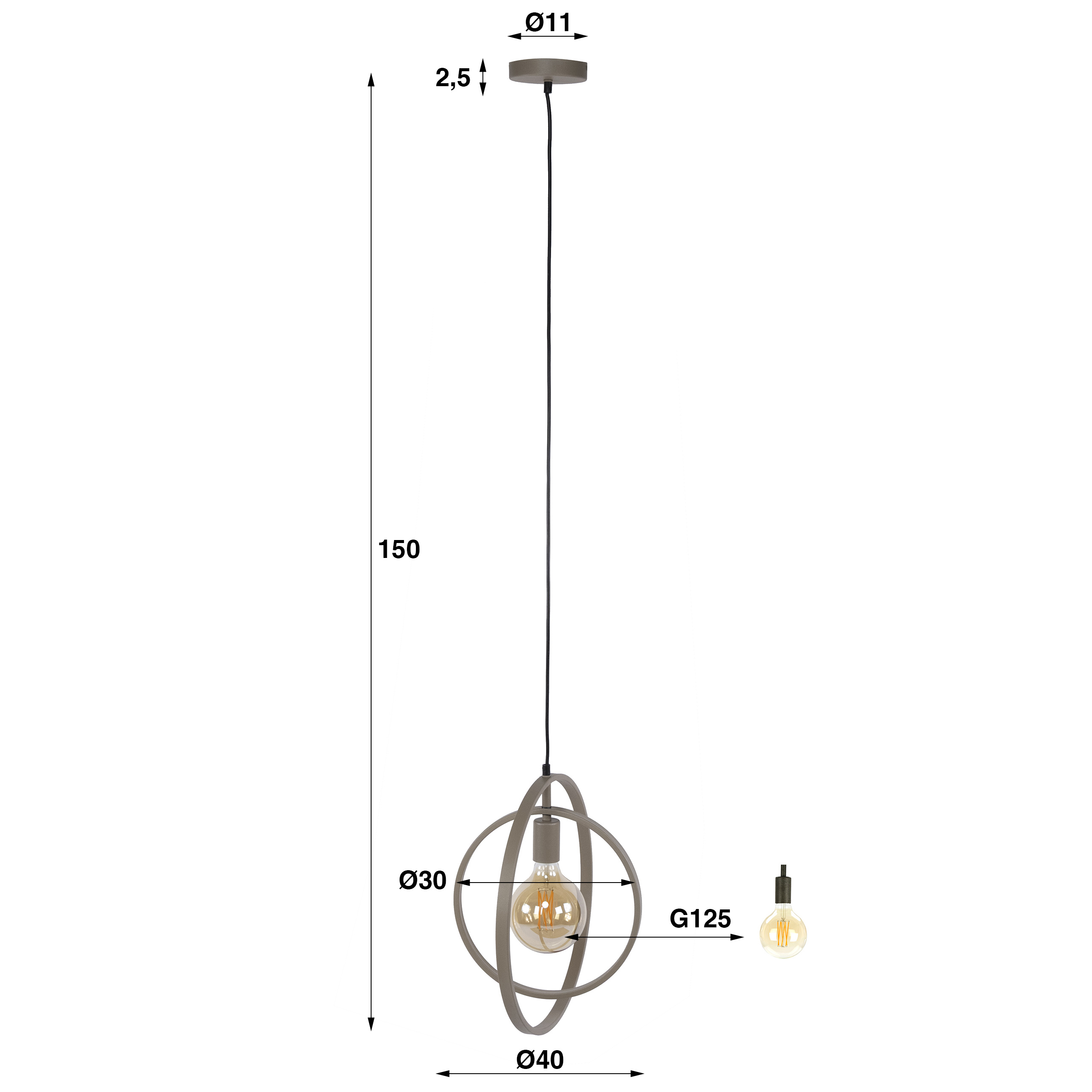 Hanglamp Turn Around 1-lichts / Beige - Zijlstra