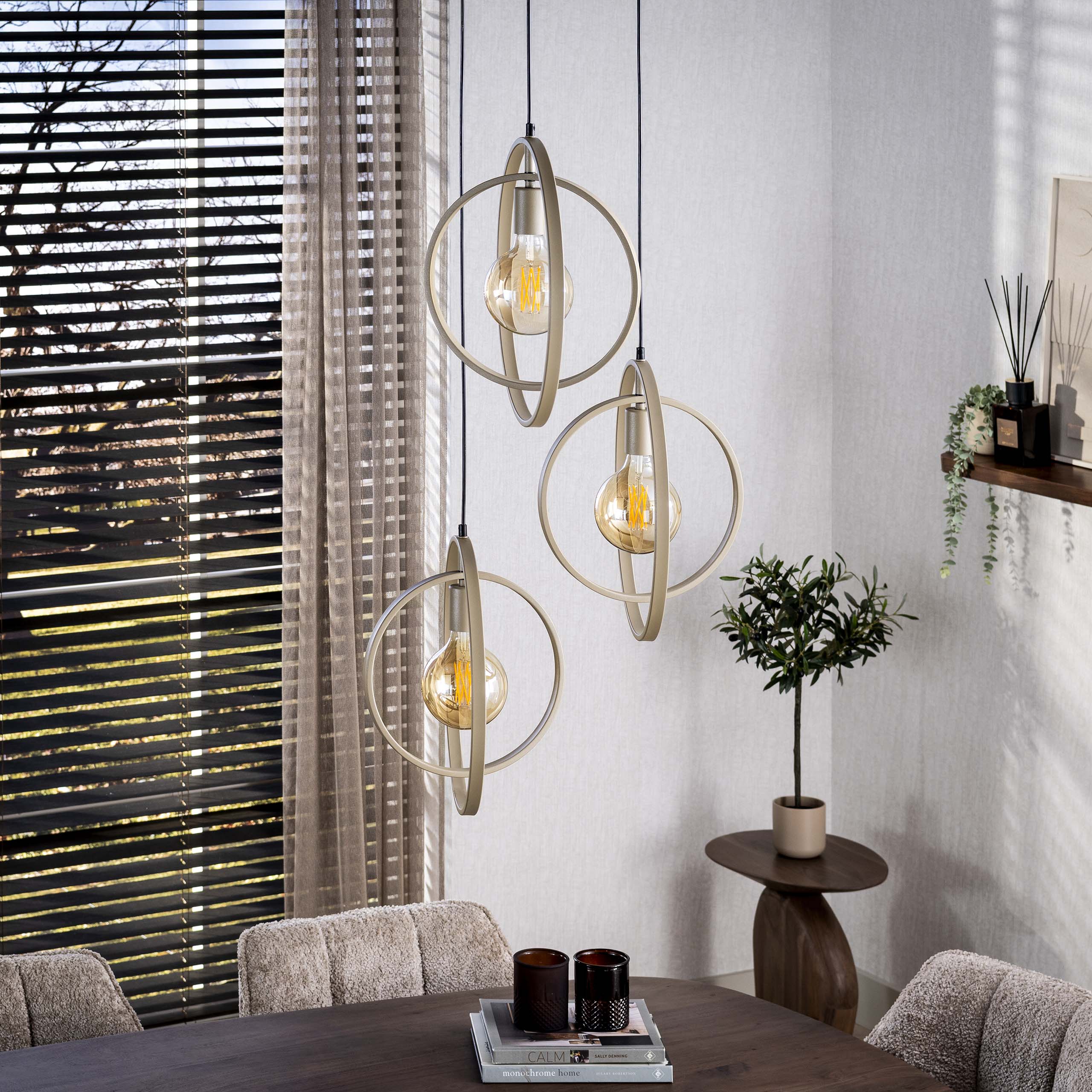 Hanglamp Turn Around getrapt 3-lichts / Beige - Zijlstra