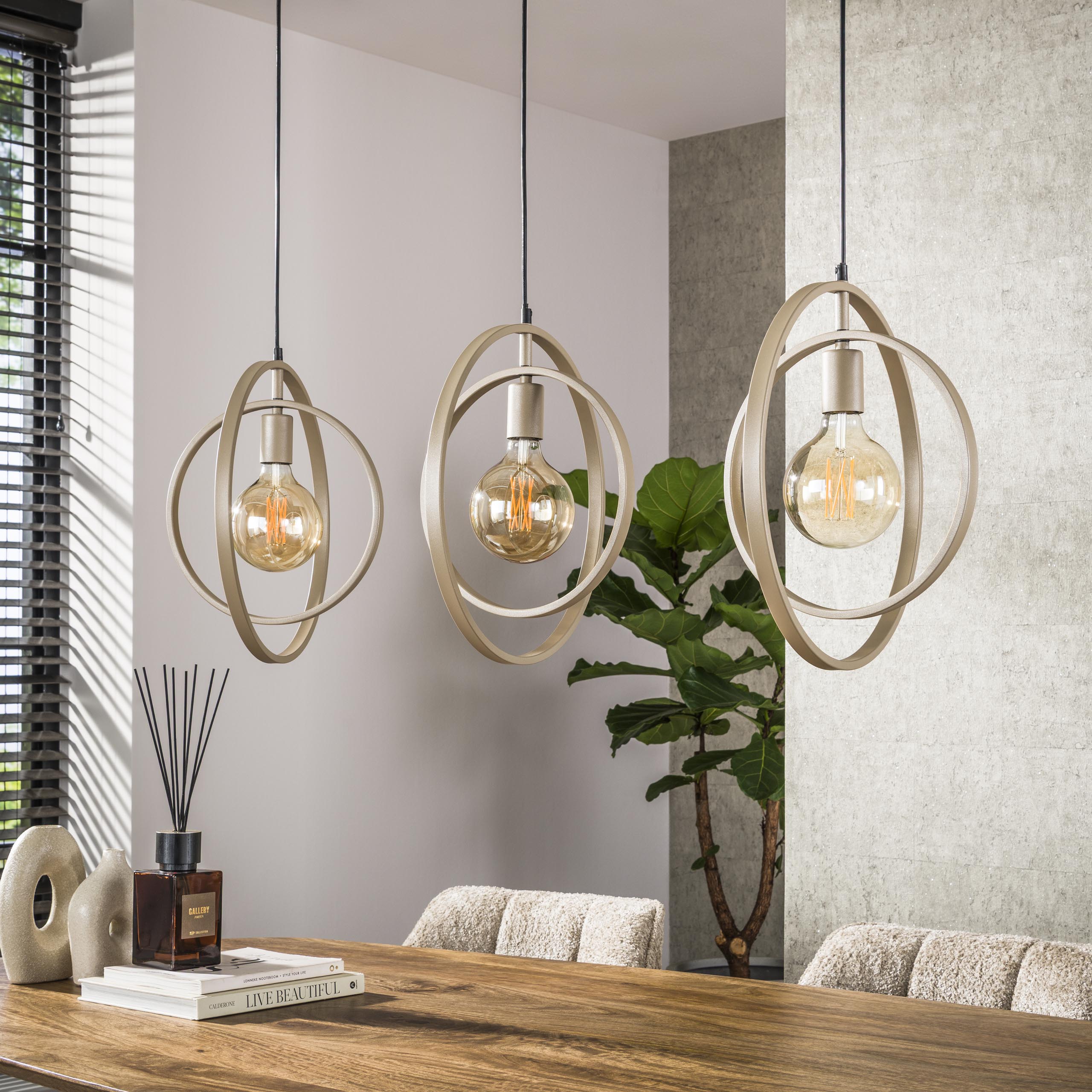 Hanglamp Turn Around 3-lichts / Beige - Zijlstra
