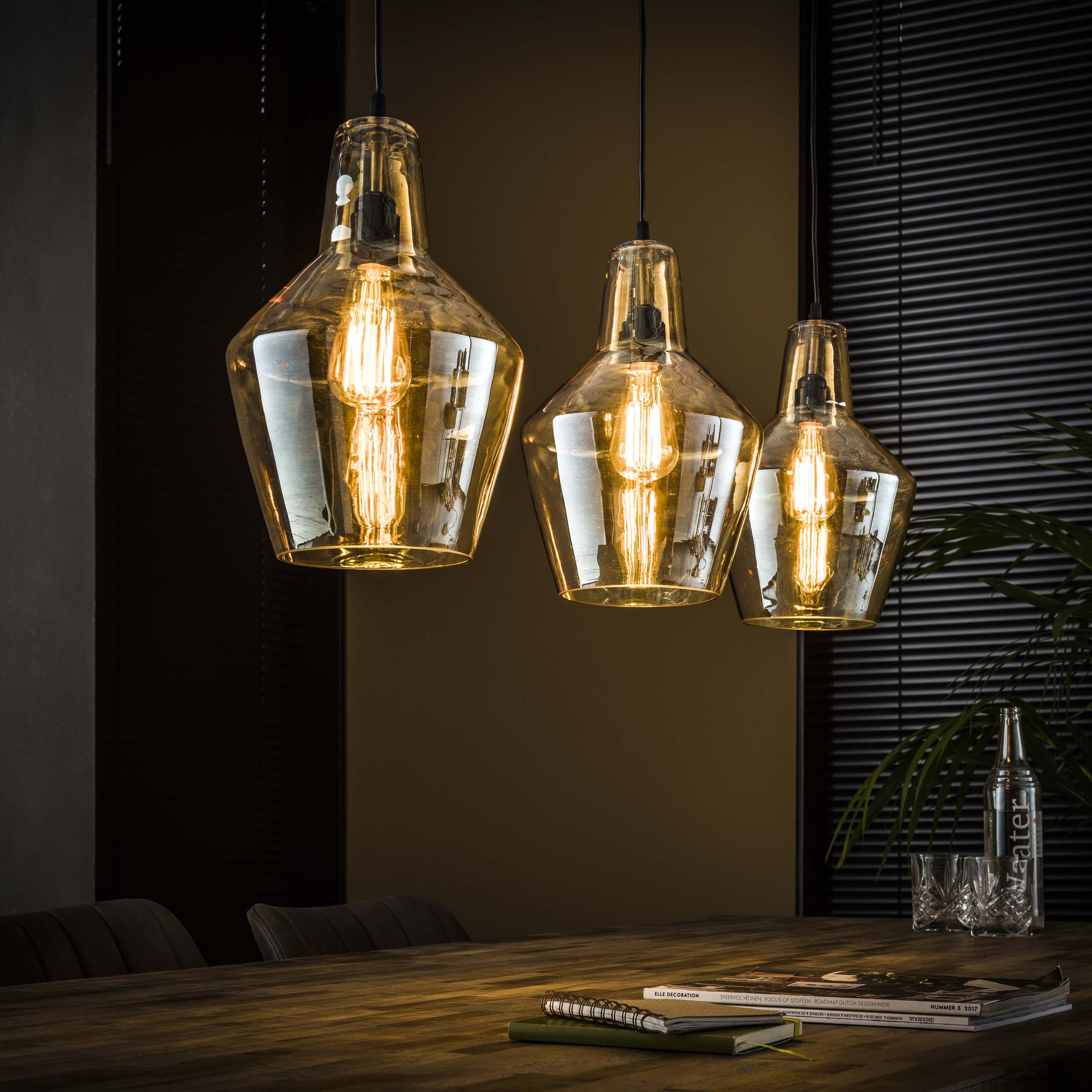 Hängeleuchte Glass Cone 3-flammig / Altsilber - Zijlstra