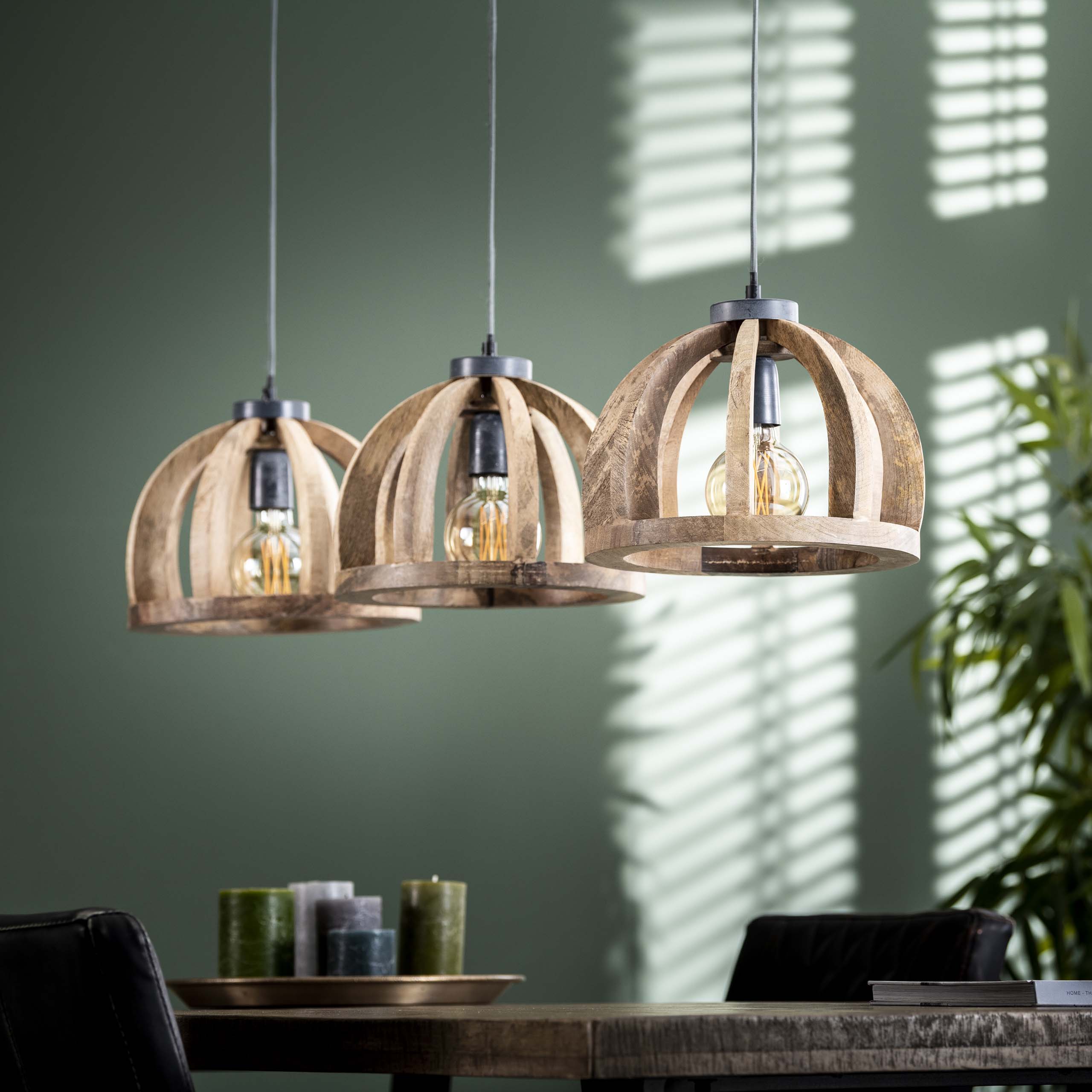 Pendelleuchte Orba 3-flammig aus massivem Mangoholz (Massiv Mango) - Emmo Design