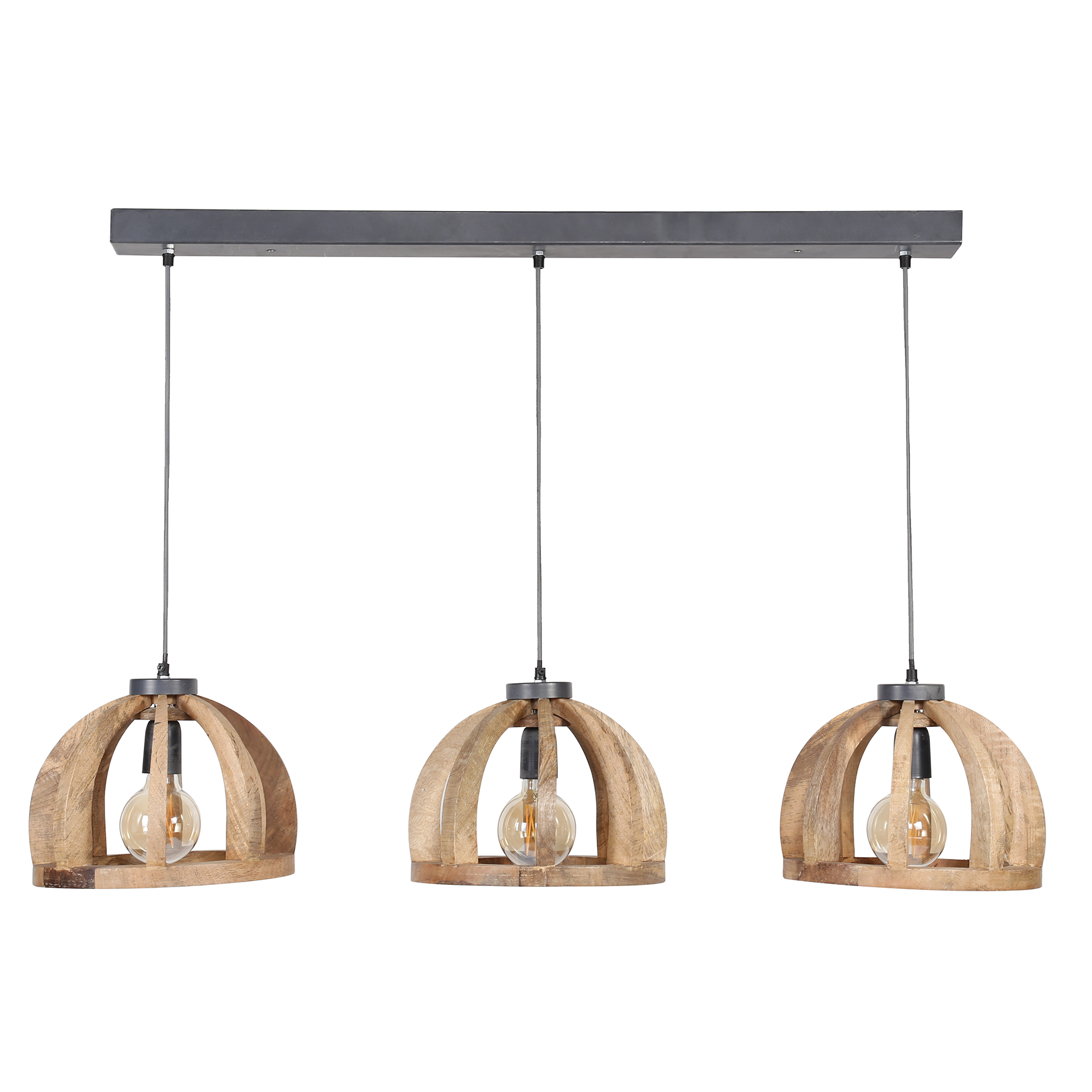 Pendelleuchte Orba 3-flammig aus massivem Mangoholz (Massiv Mango) - Emmo Design