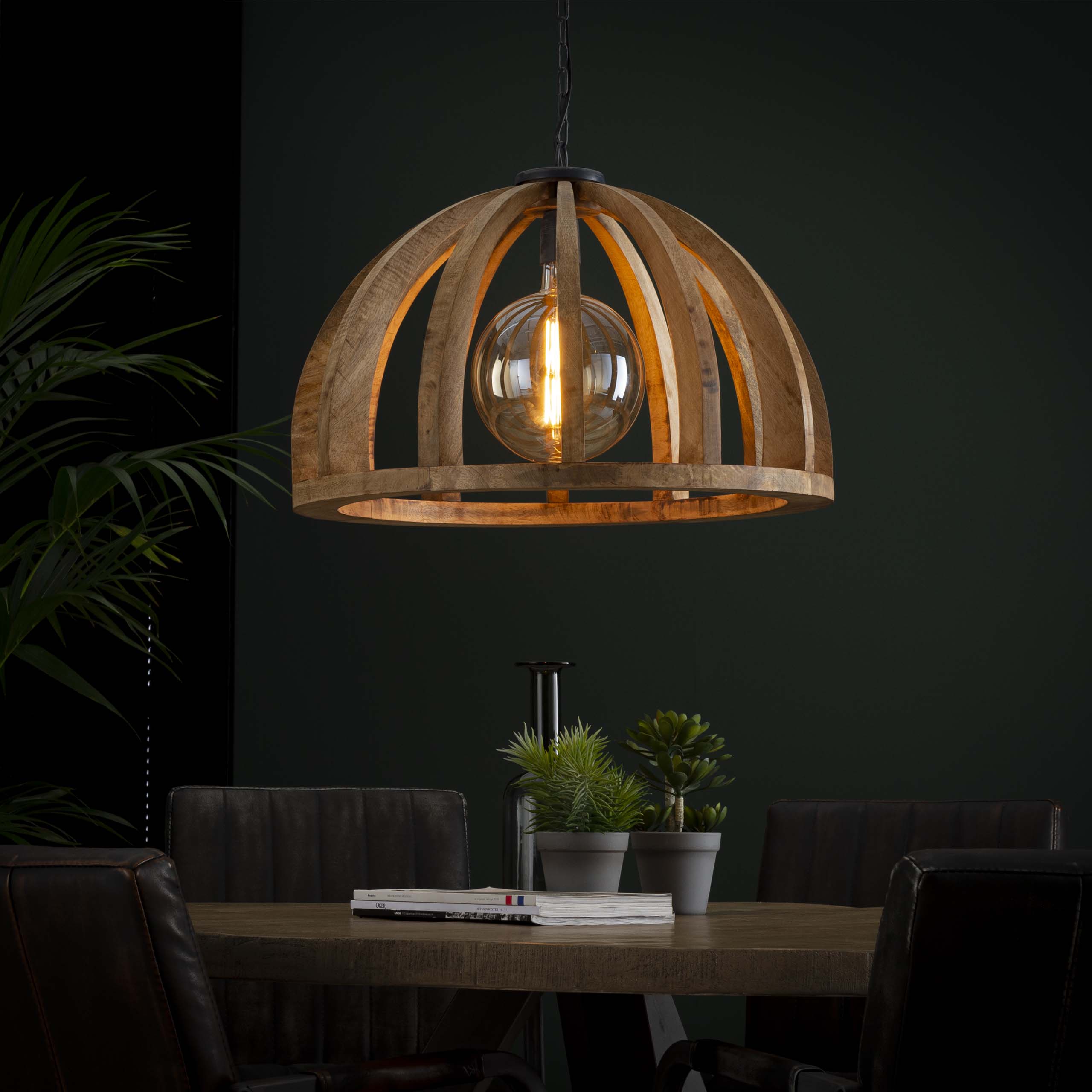 Hängeleuchte Orba 1-flammig Ø60cm / Massives Mangoholz - Zijlstra