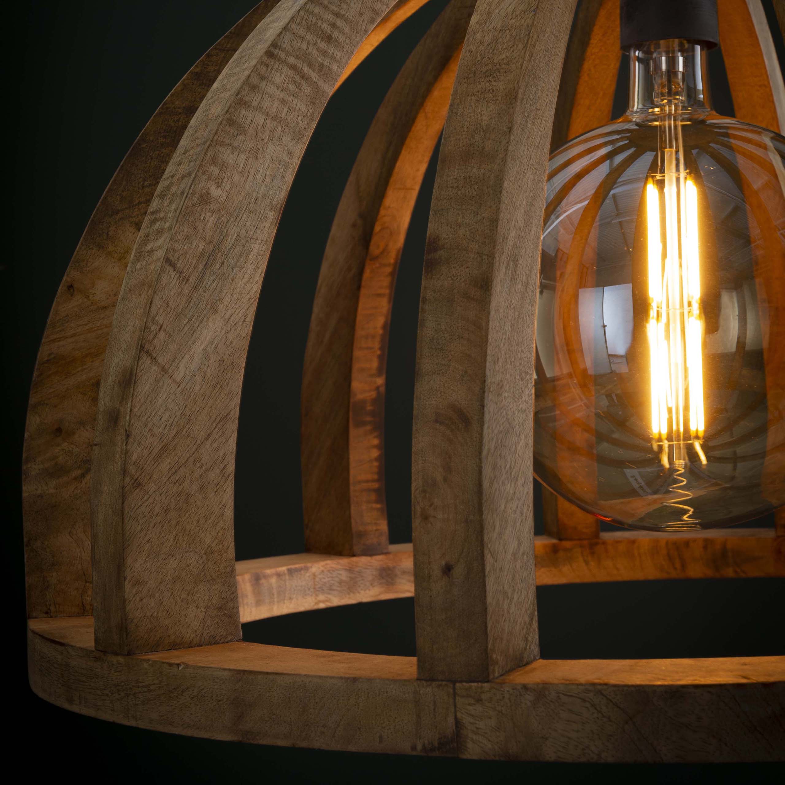 Pendelleuchte Orba 1-flammig Ø60cm aus massivem Mangoholz (Massiv Mango) - Emmo Design