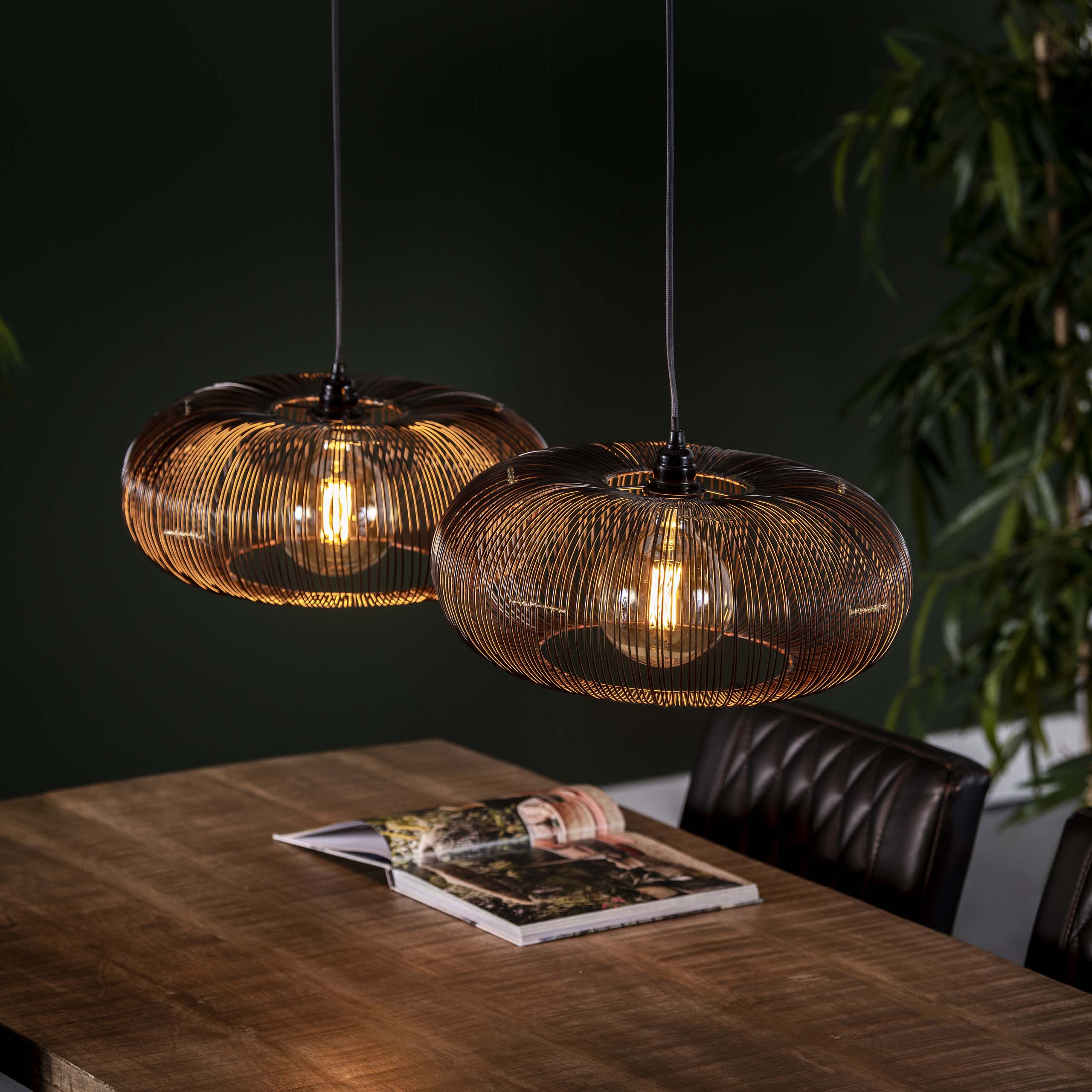 Hängeleuchte Copper Twist 2-flammig / Schwarz Nickel - Zijlstra
