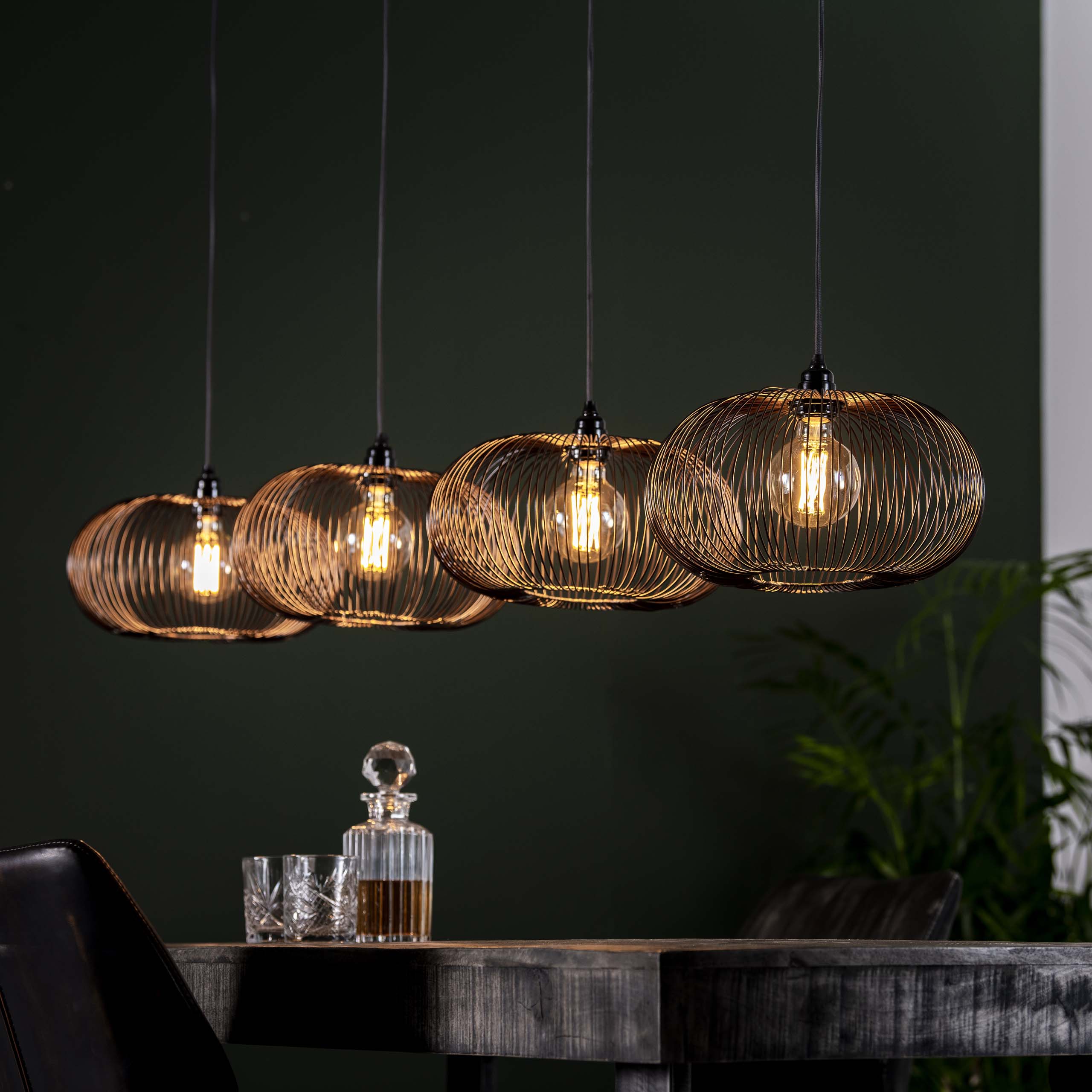 Hängeleuchte Copper Twist 4-flammig / Schwarz Nickel - Zijlstra