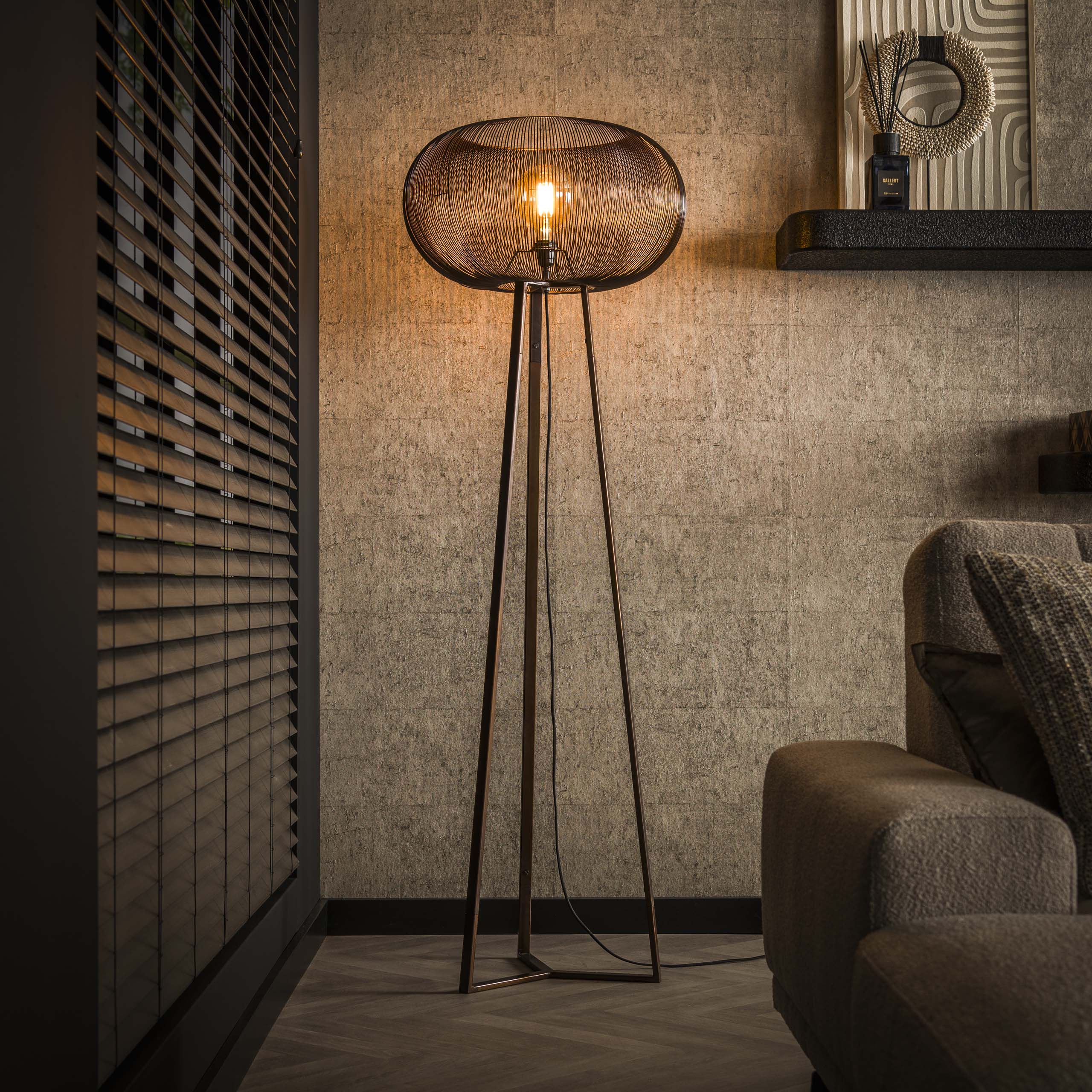 Vloerlamp Copper Twist 1-lichts / Zwart nikkel - Zijlstra