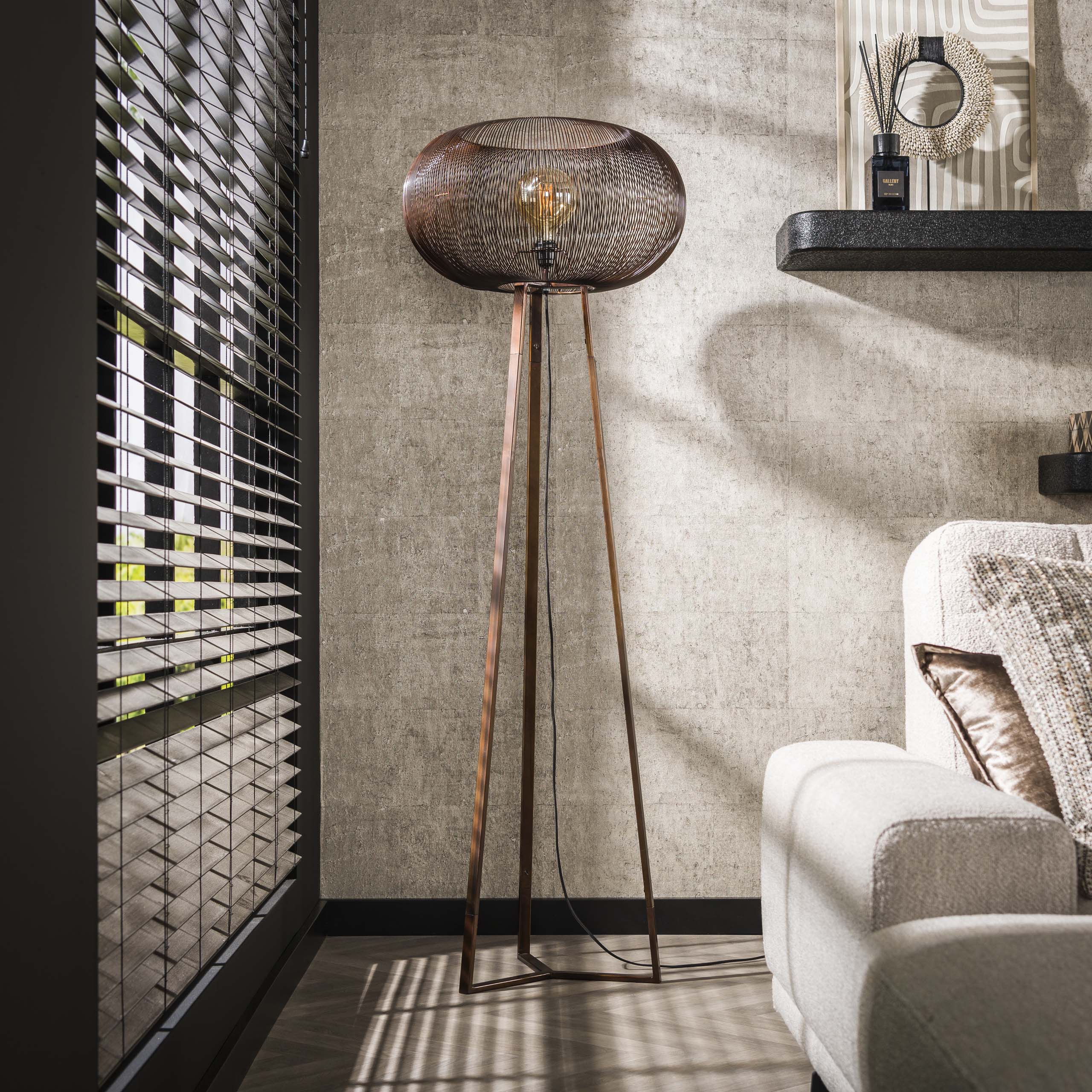 Vloerlamp Copper Twist 1-lichts / Zwart nikkel - Zijlstra