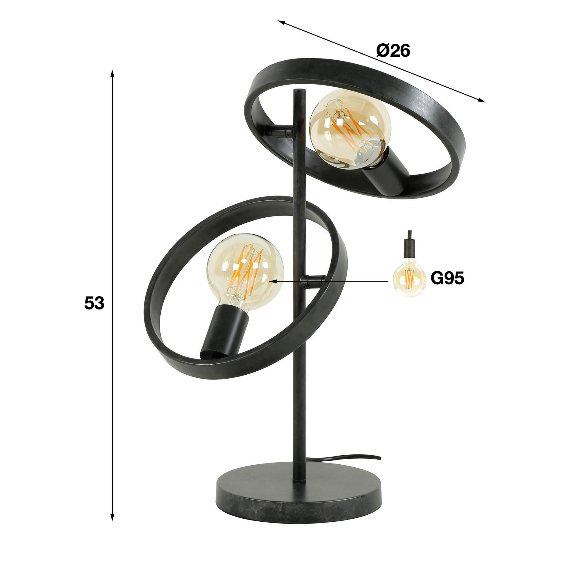Tischleuchte Hover 2-flammig in Charcoal - Emmo Design