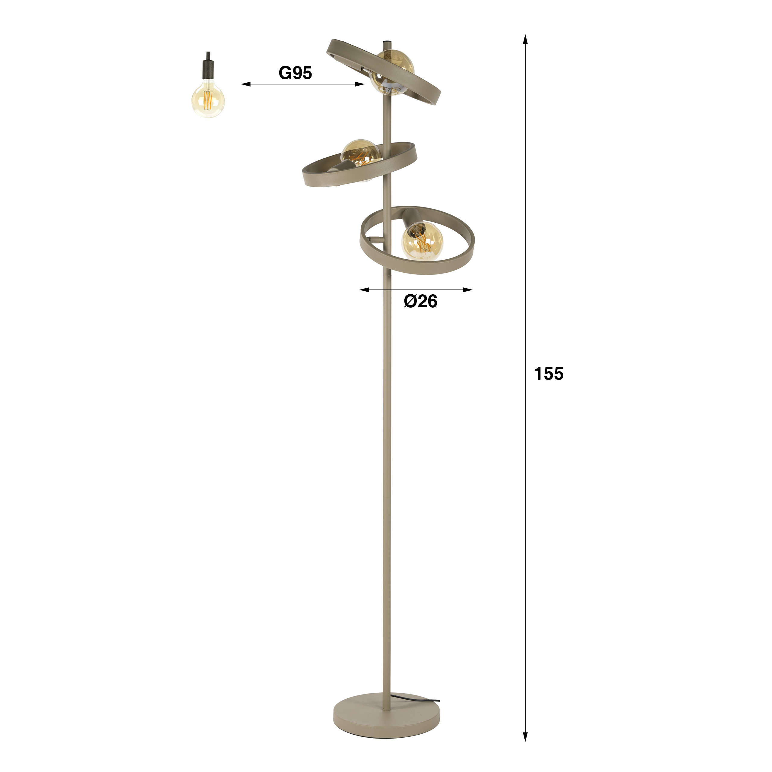 Stehleuchte Hover 3-flammig in Beige - Emmo Design