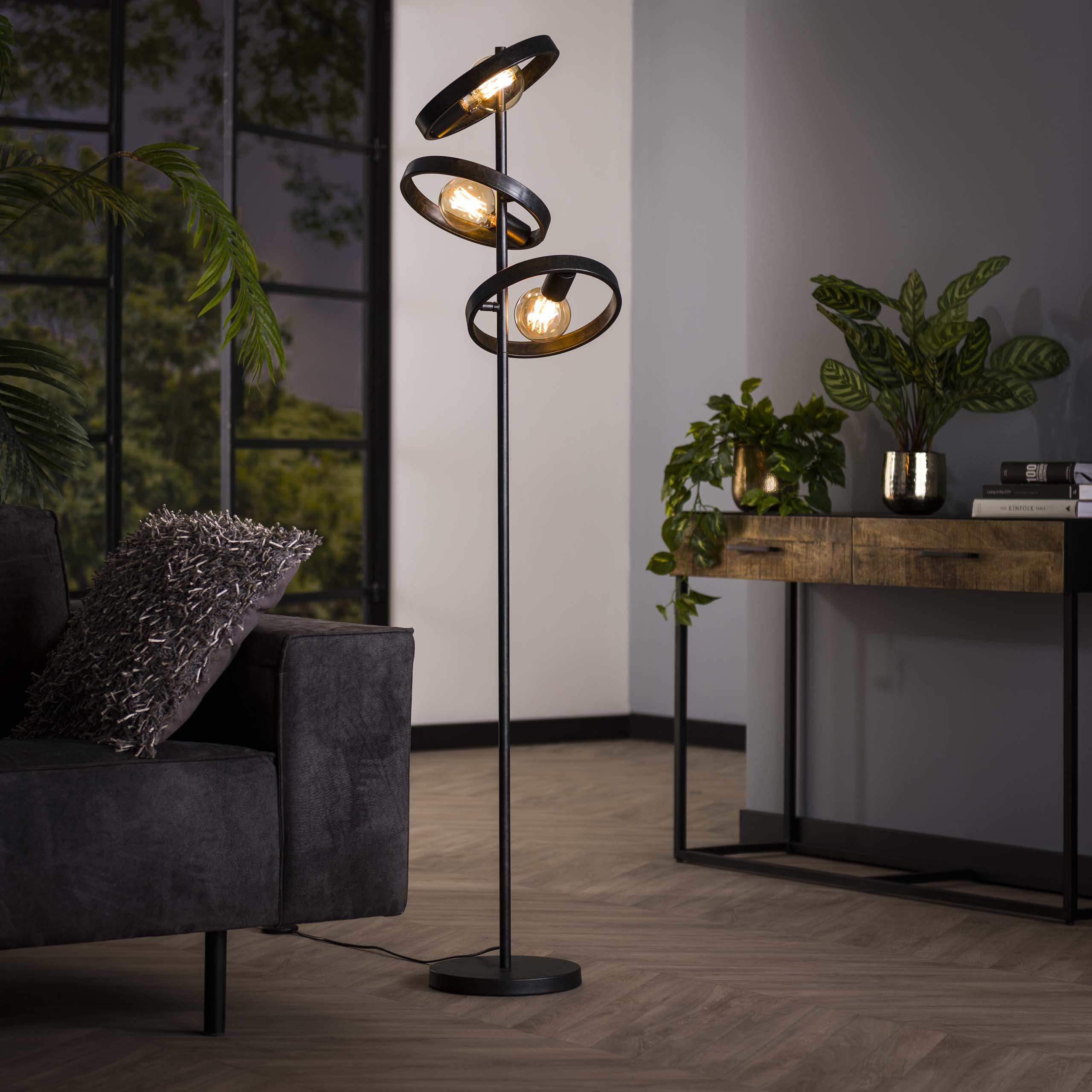 Vloerlamp Hover 3-lichts / Charcoal - Zijlstra