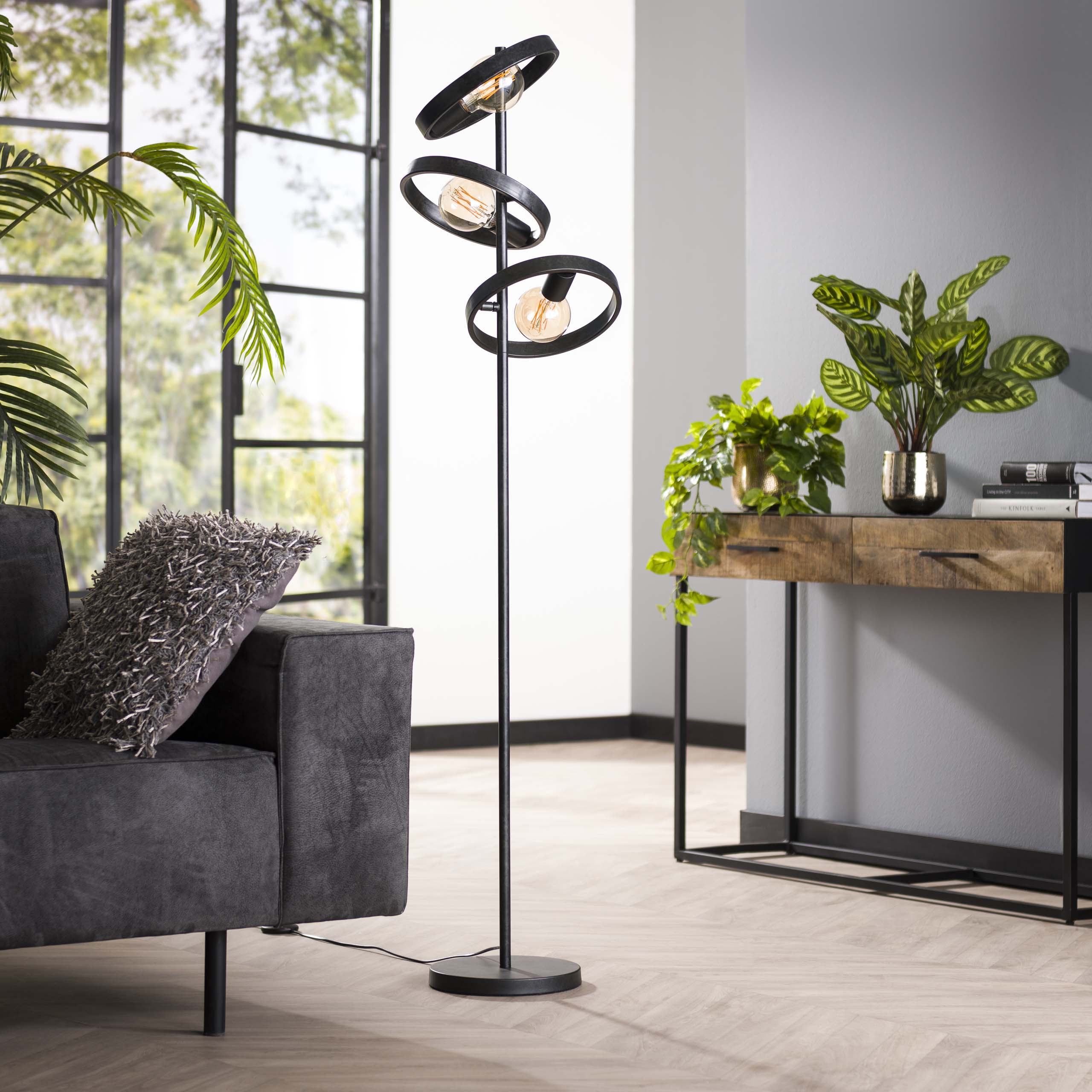 Vloerlamp Hover 3-lichts / Charcoal - Zijlstra
