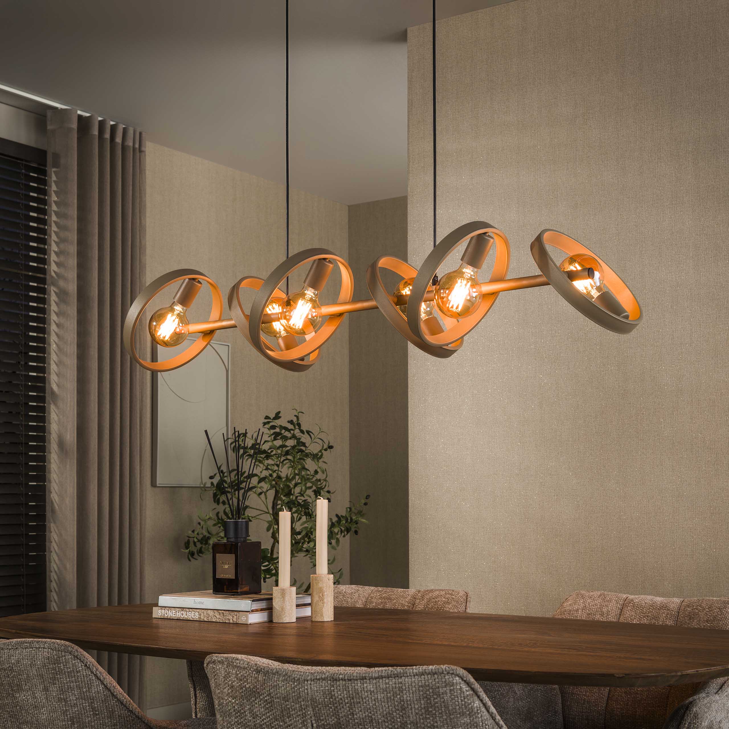 Hängeleuchte Hover 6-flammig / Beige - Zijlstra