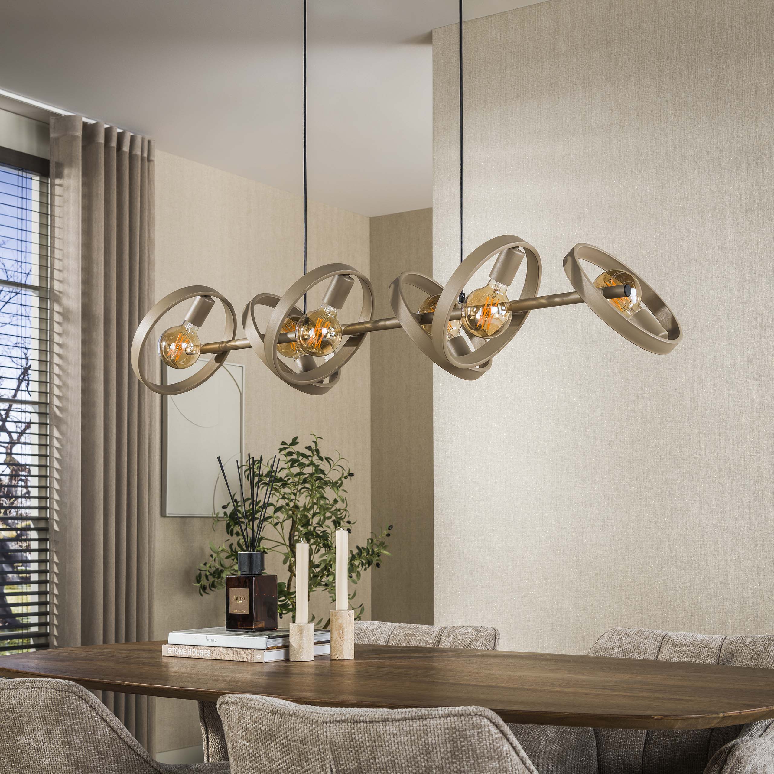 Pendelleuchte Hover 6-flammig in Beige - Emmo Design