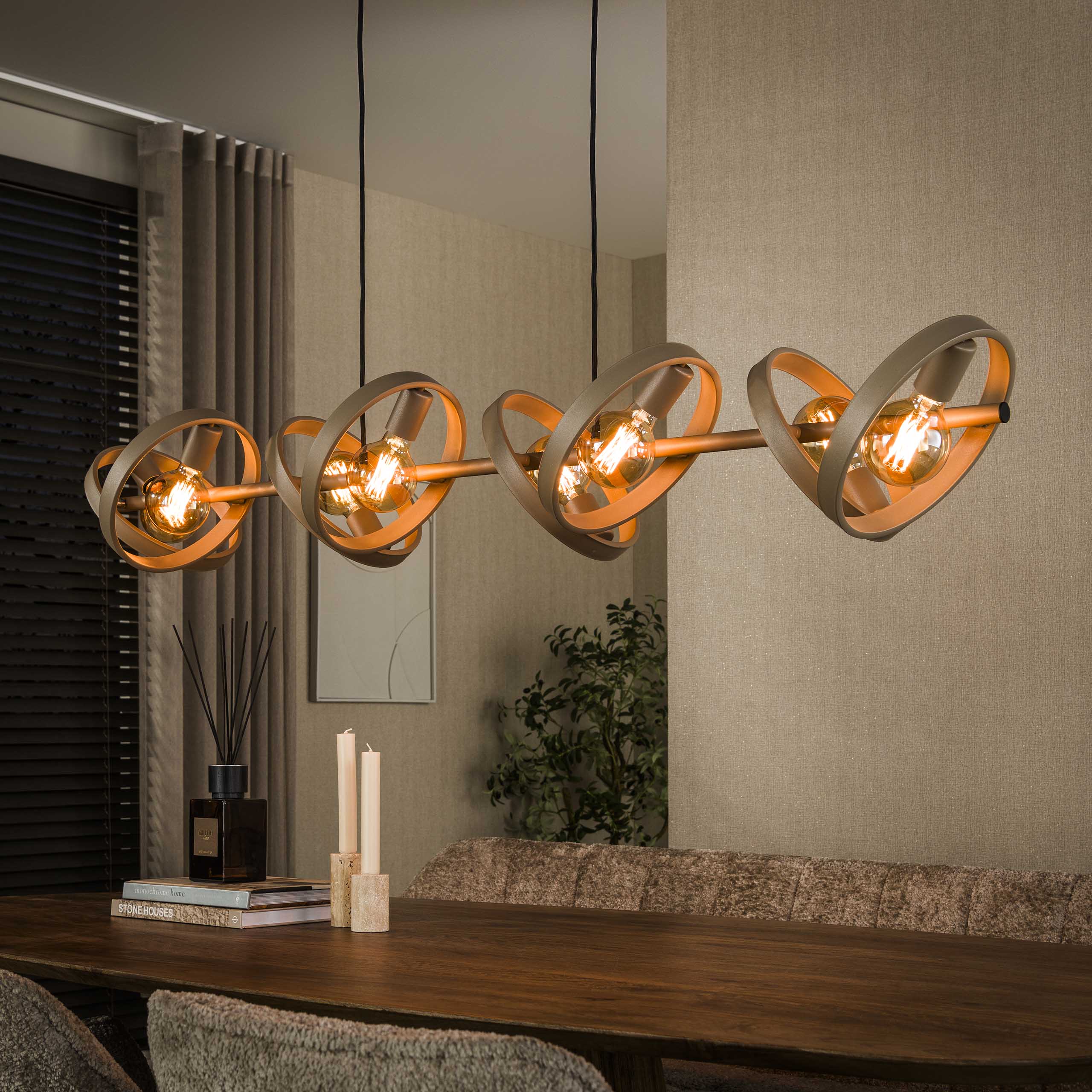 Hängeleuchte Hover 8-flammig / Beige - Zijlstra