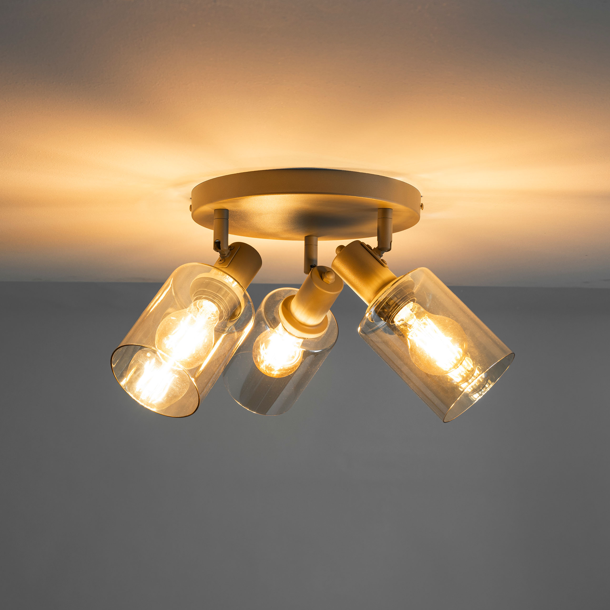 Plafondlamp Sepiora rond 3-lichts / Beige - Zijlstra