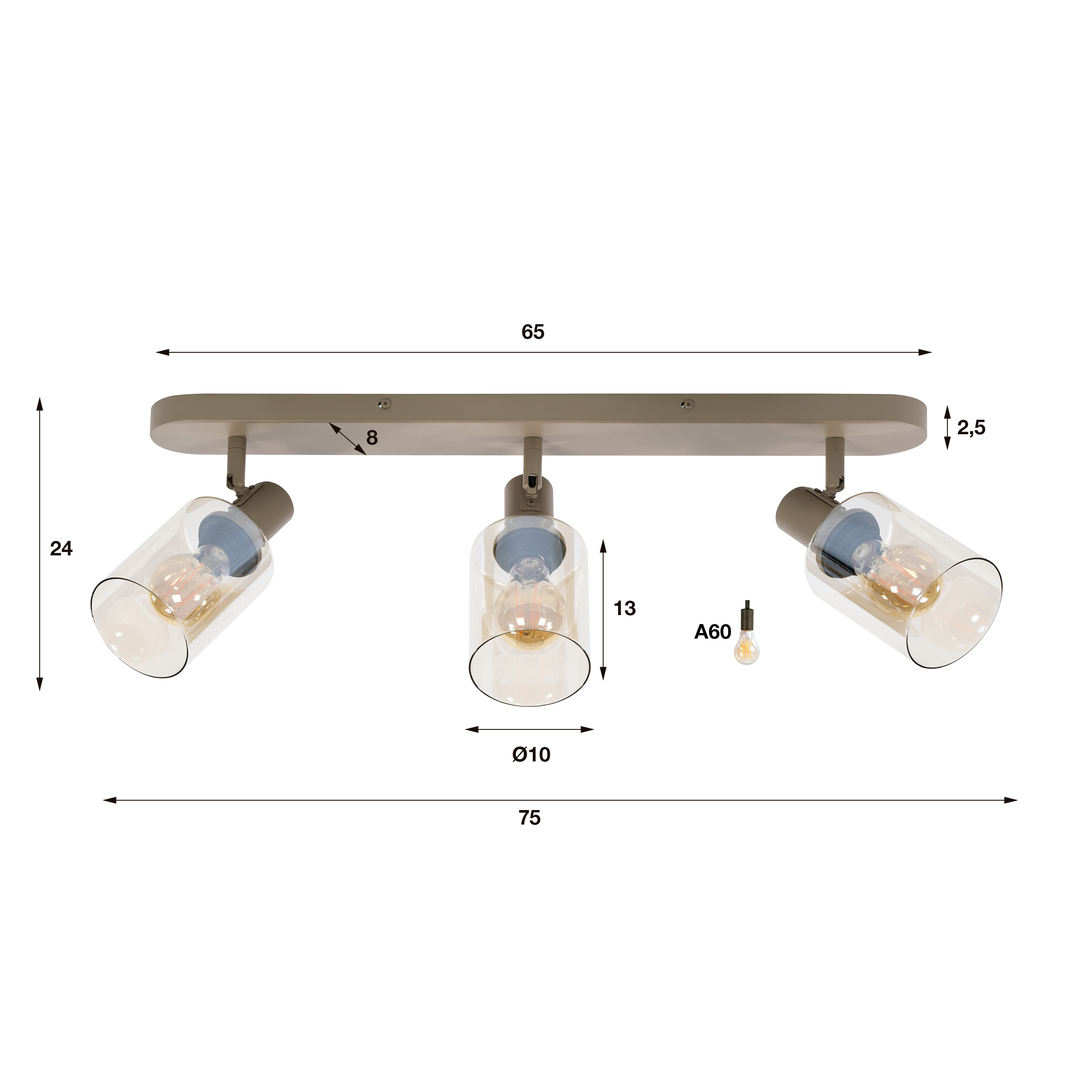 Plafondlamp Sepiora 3-lichts / Beige - Zijlstra