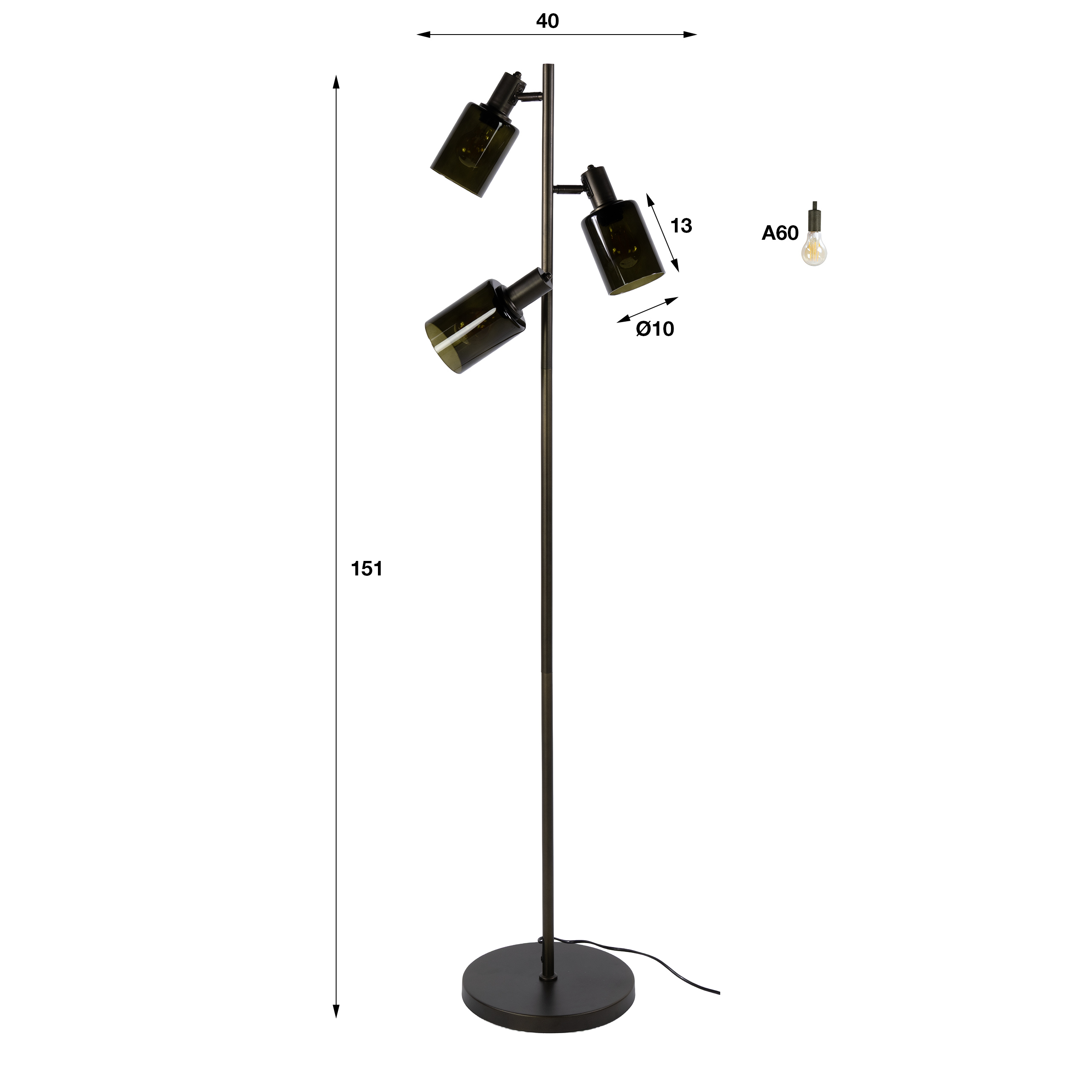 Floor Lamp Sepiora 3-light / Sienna brown - Zijlstra