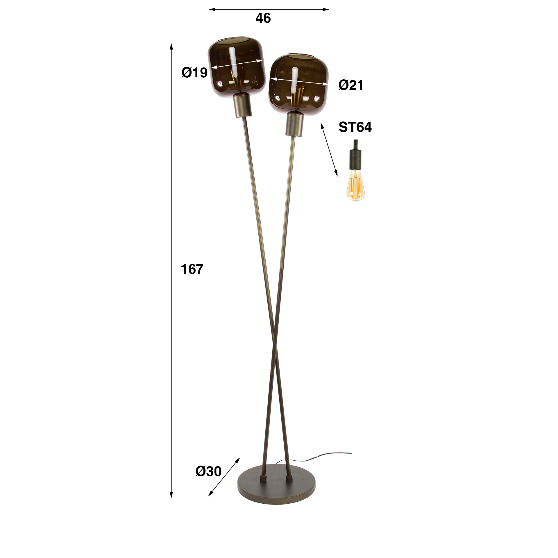 Floor Lamp Bronza 2-light / Sienna brown - Zijlstra