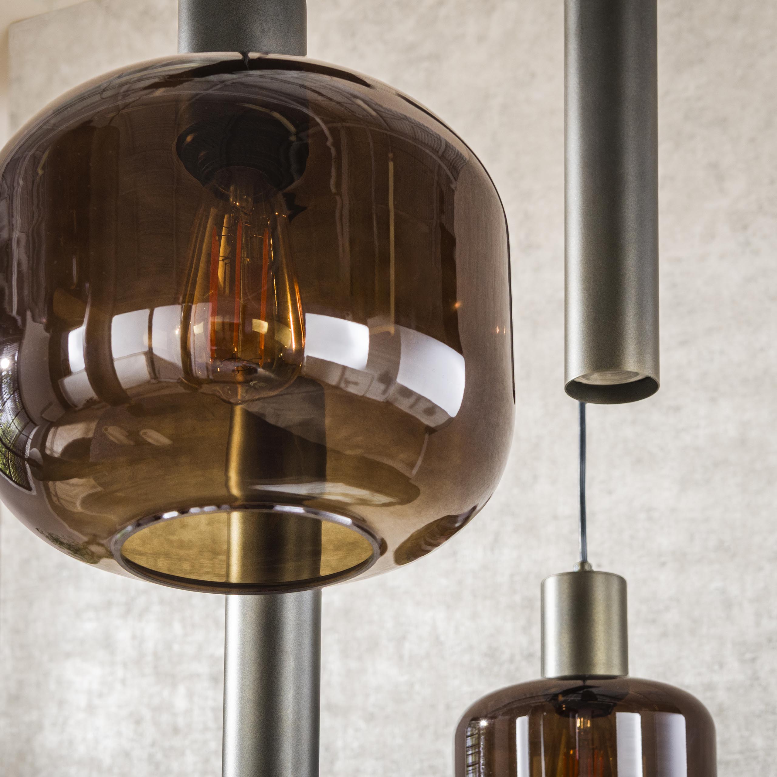Pendelleuchte Bronza 4+3-flammig in Sienna Braun - Emmo Design