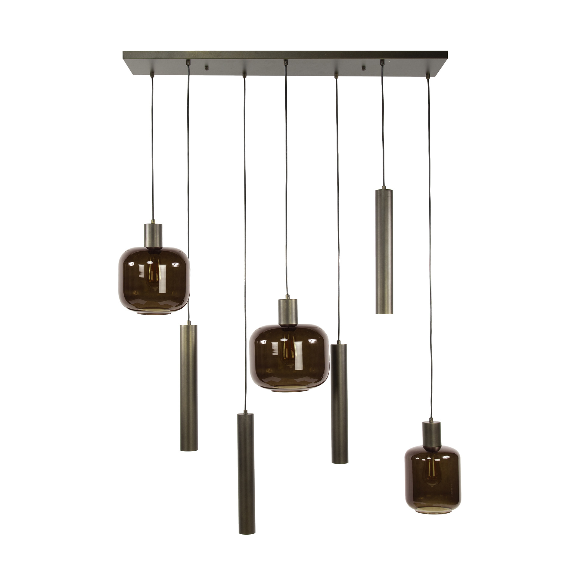 Hanglamp Bronza 4+3-lichts / Sienna bruin - Zijlstra
