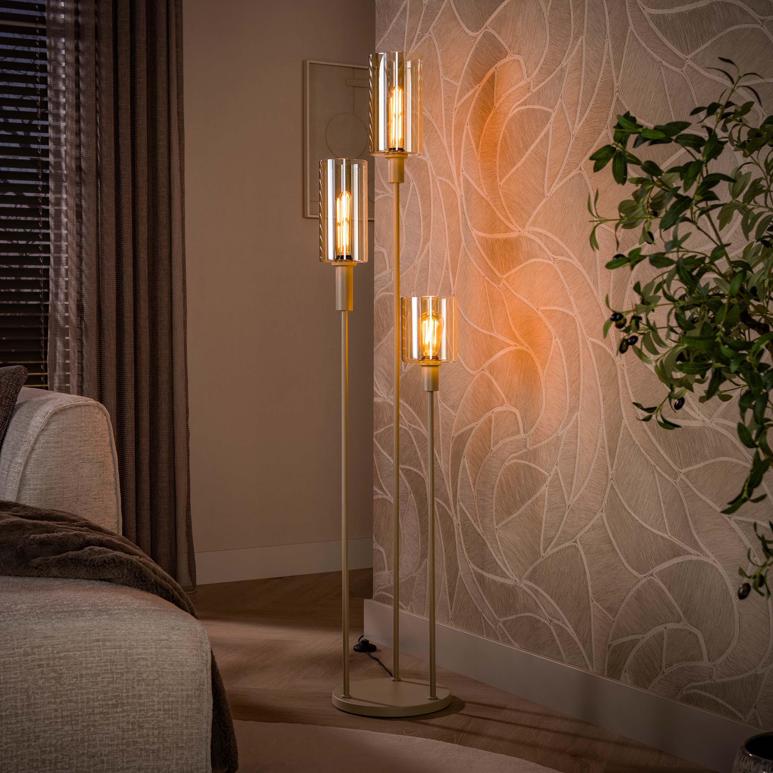 Vloerlamp Sepiora getrapt 3-lichts / Beige - Zijlstra