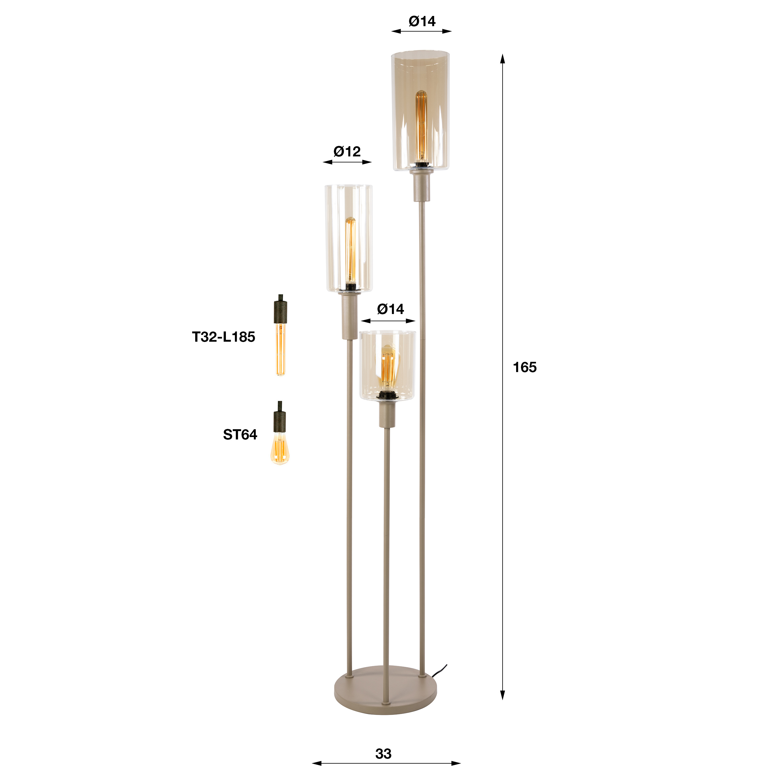 Floor Lamp Sepiora tiered 3-light / Beige - Zijlstra
