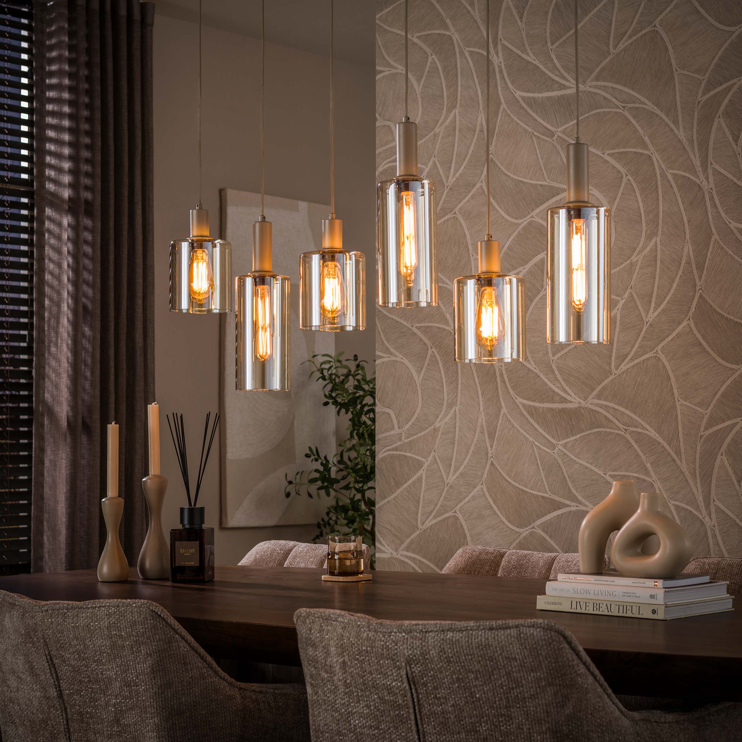 Hängeleuchte Sepiora 6-flammig / Beige - Zijlstra