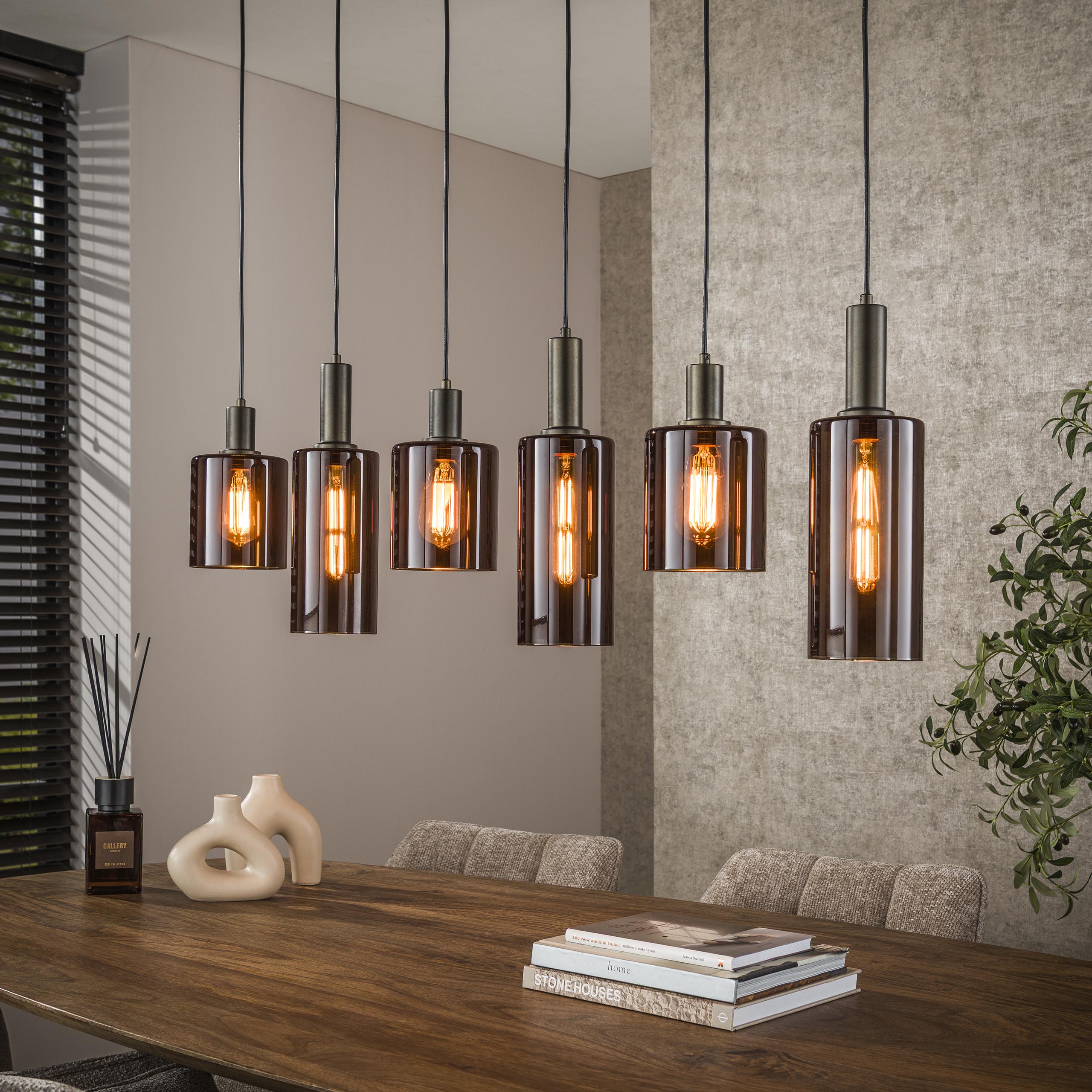 Pendelleuchte Sepiora 6-flammig in Sienna Braun - Emmo Design