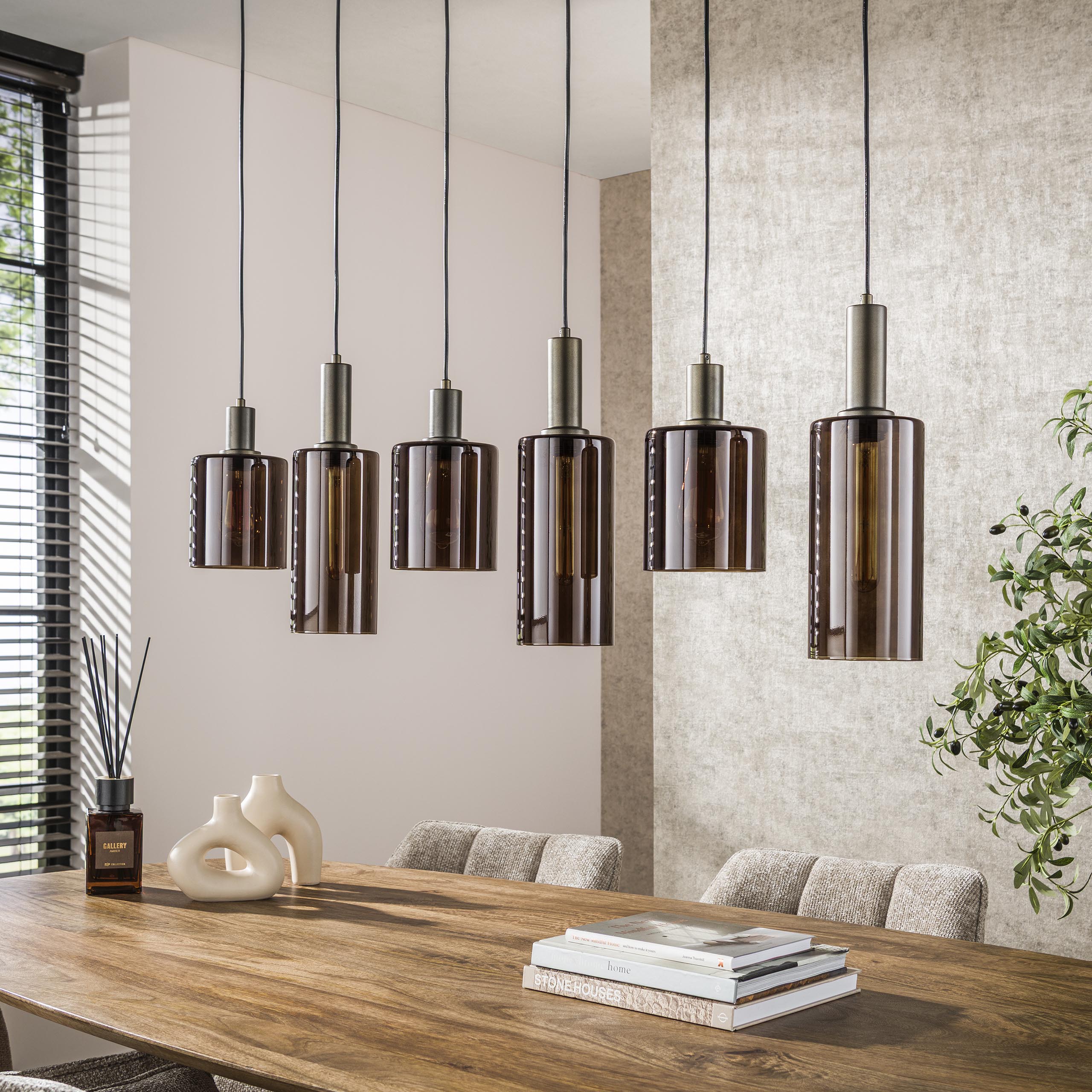 Pendelleuchte Sepiora 6-flammig in Sienna Braun - Emmo Design
