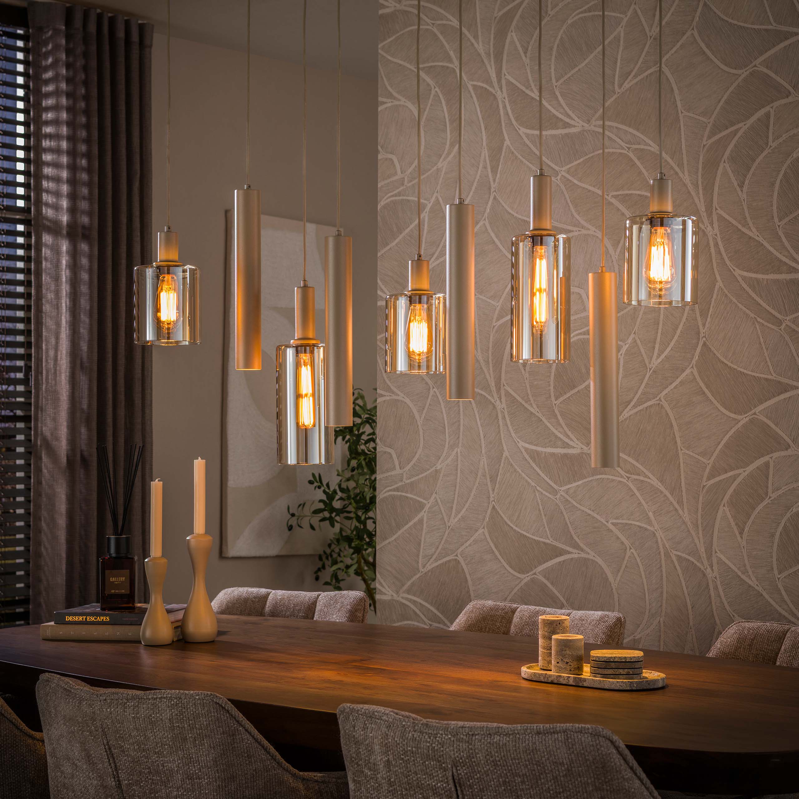 Hängeleuchte Sepiora 5+4-flammig / Beige - Zijlstra