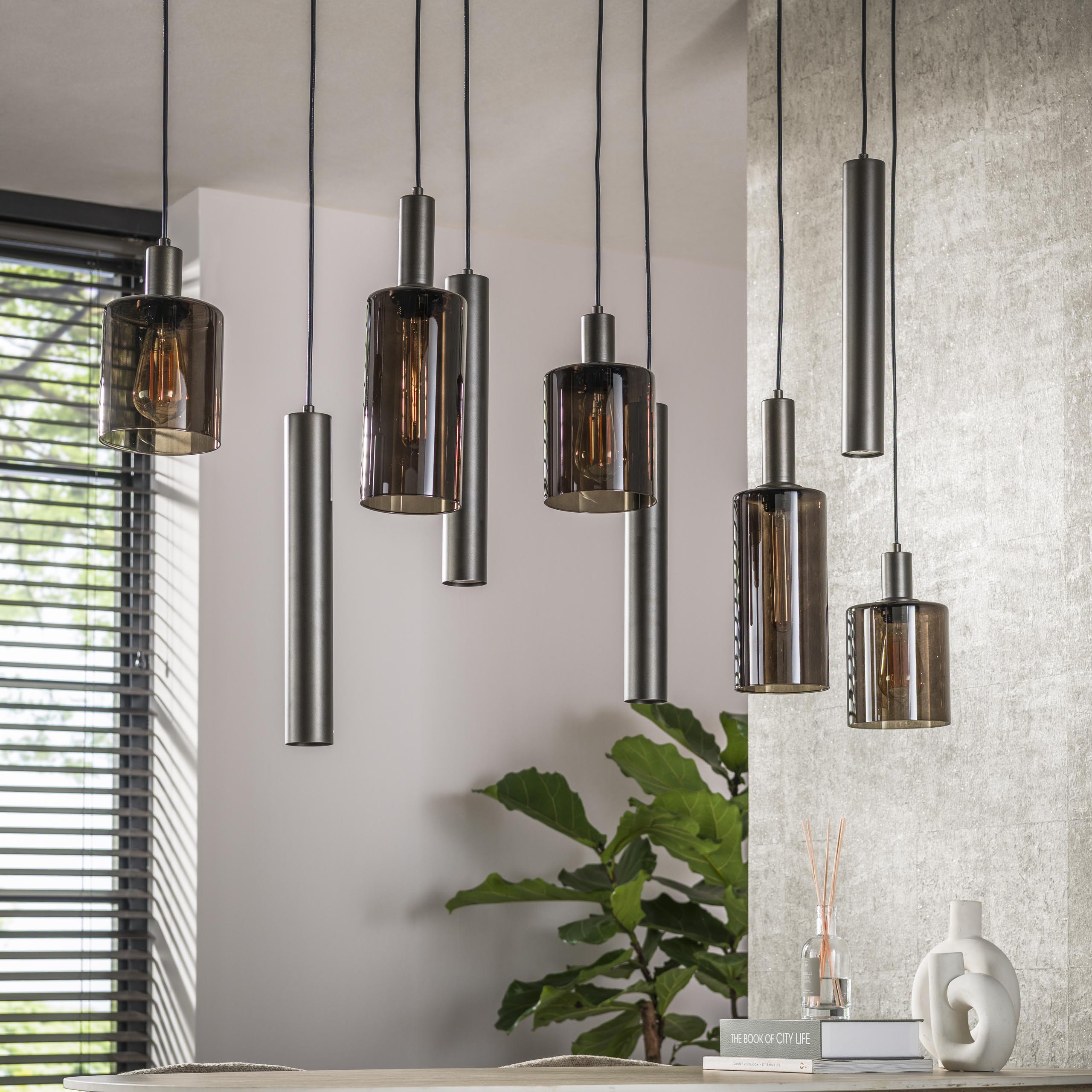 Hanglamp Sepiora 5+4-lichts / Sienna bruin - Zijlstra