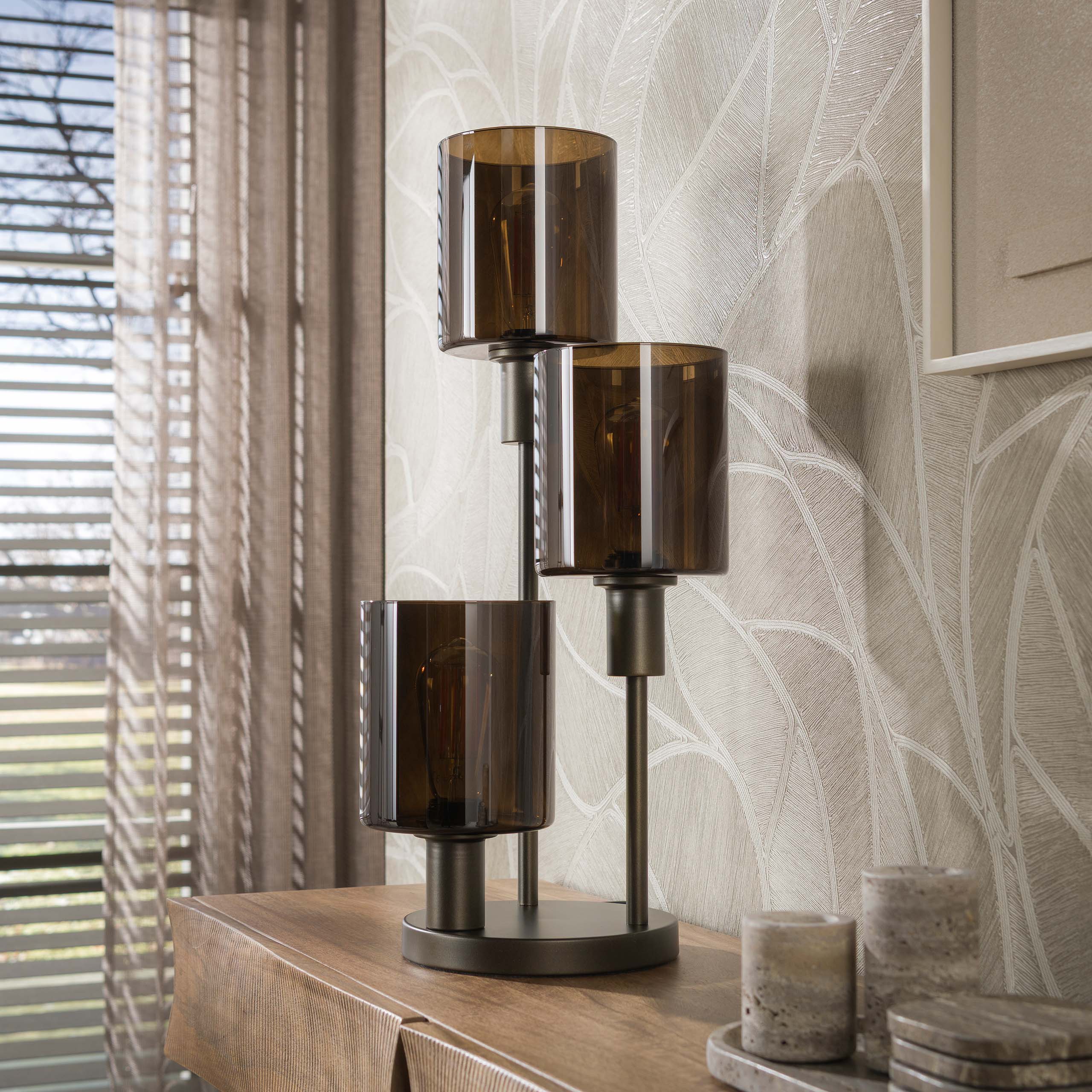 Tischleuchte Sepiora 3-flammig in Sienna Braun - Emmo Design