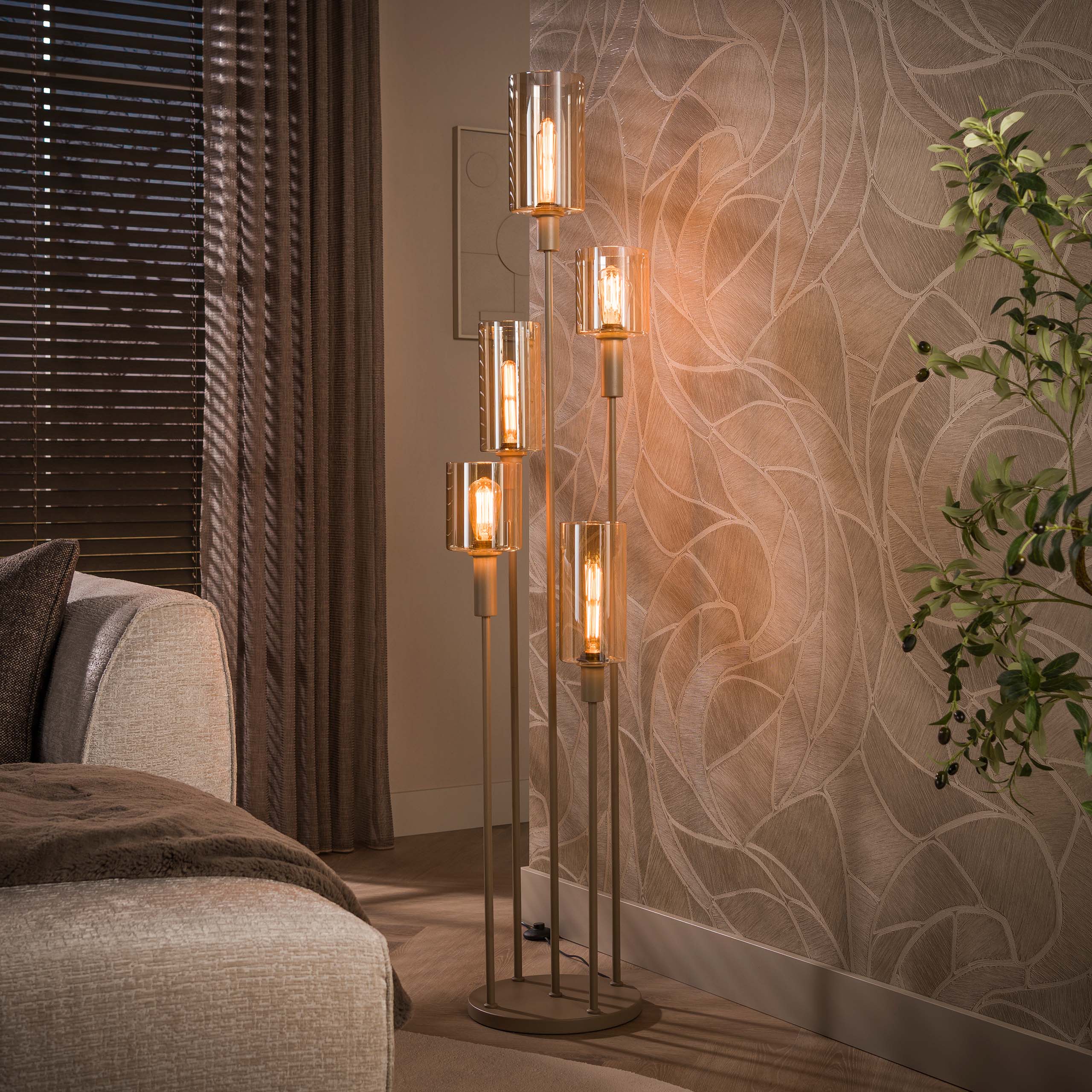 Vloerlamp Sepiora 5-lichts / Beige - Zijlstra