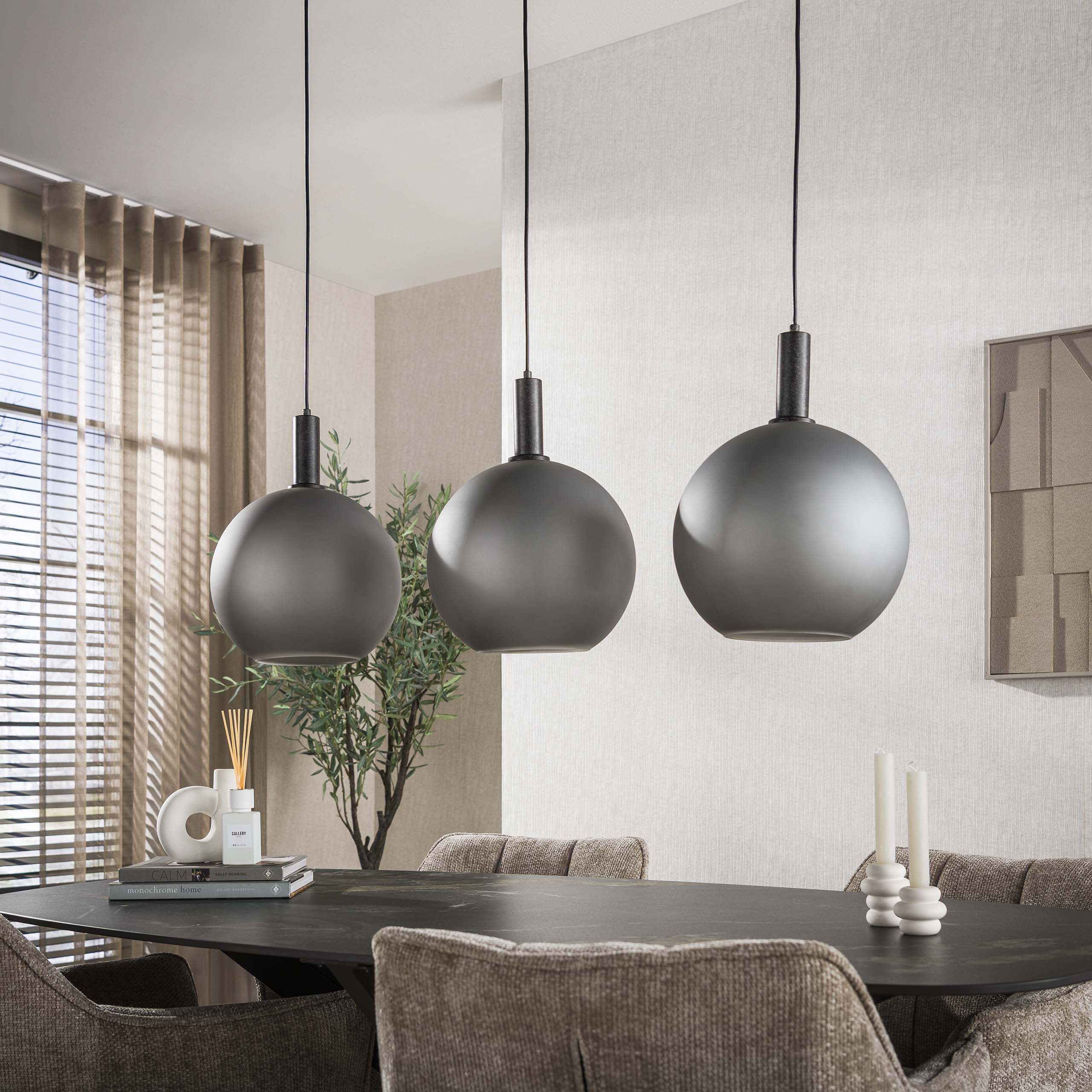 Pendelleuchte Bubble Frosted 3-flammig in Grau satiniert (Frosted Grau) - Emmo Design