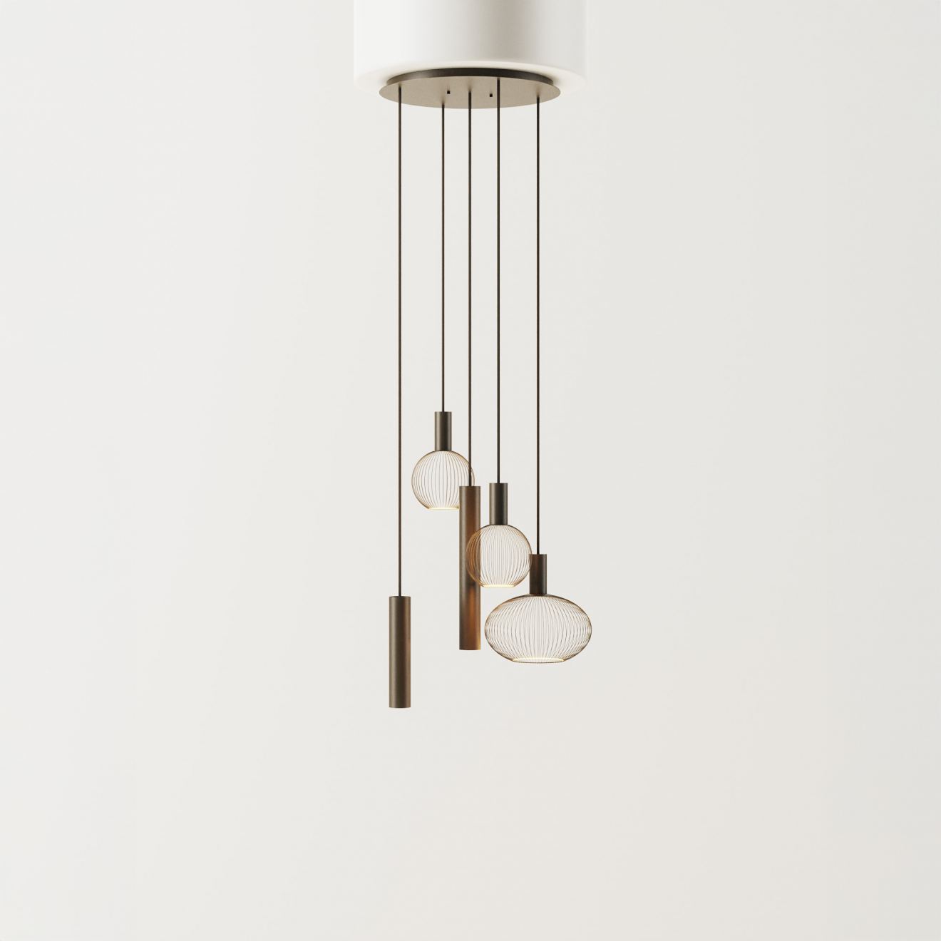 Hängeleuchte Ztahl Como rund Ø 50 cm 5-flammig (Metall, Schwarz | Grau | Sand)