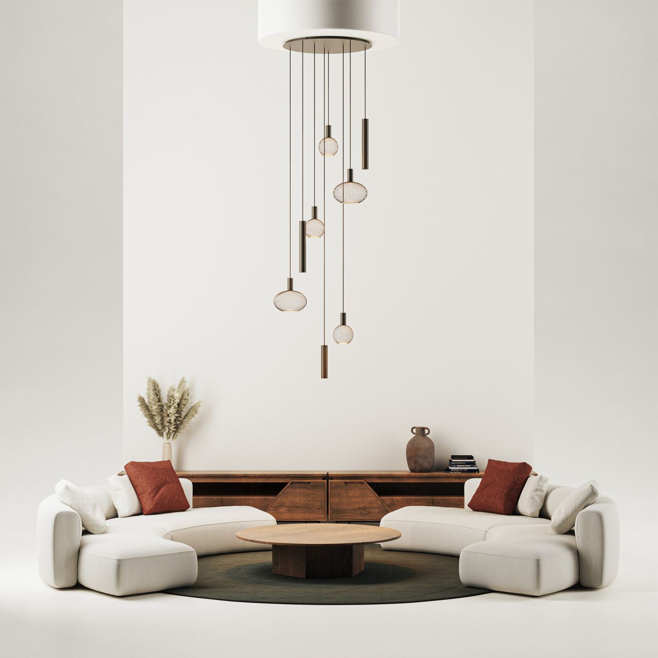 Lámpara colgante Ztahl Como redonda Ø 80 cm de 8 luces