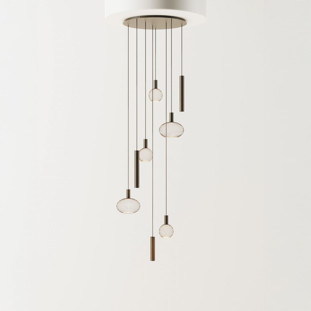 Hängeleuchte Ztahl Como rund Ø 80 cm 8-flammig (Metall, Schwarz | Grau | Sand)