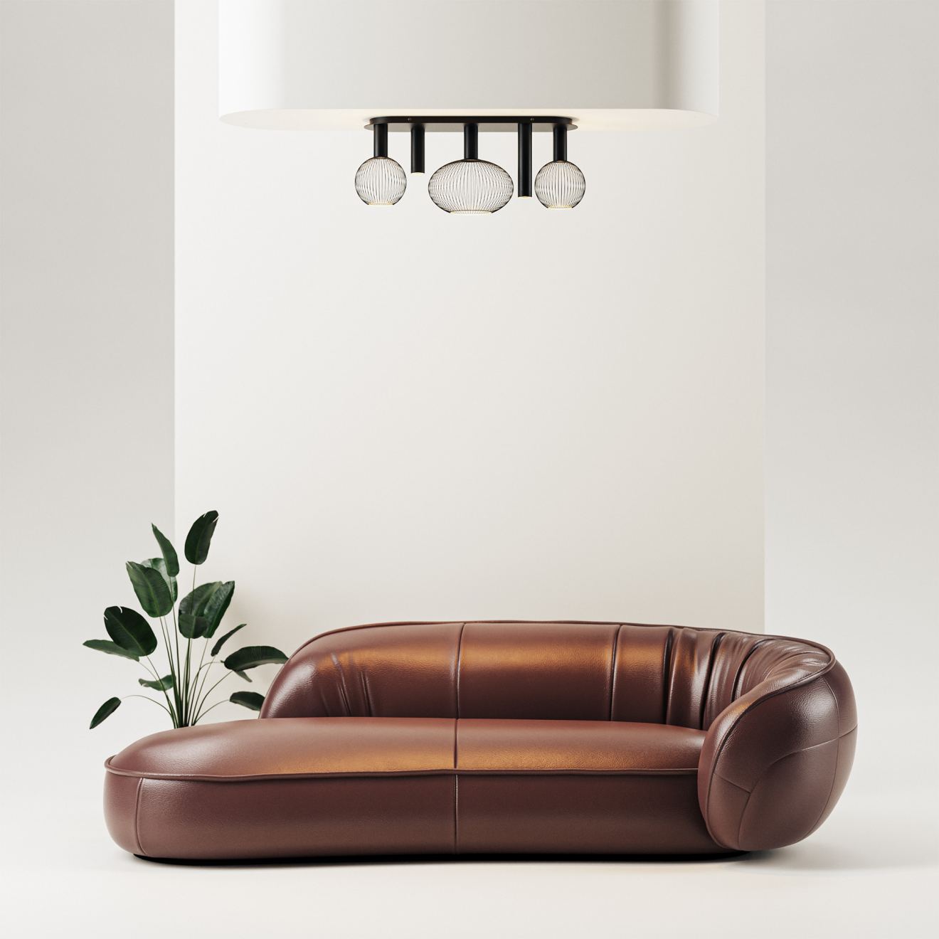 Deckenleuchte Ztahl Como flach oval 75 x 22 cm 5-flammig (Metall, Schwarz | Grau | Sand)