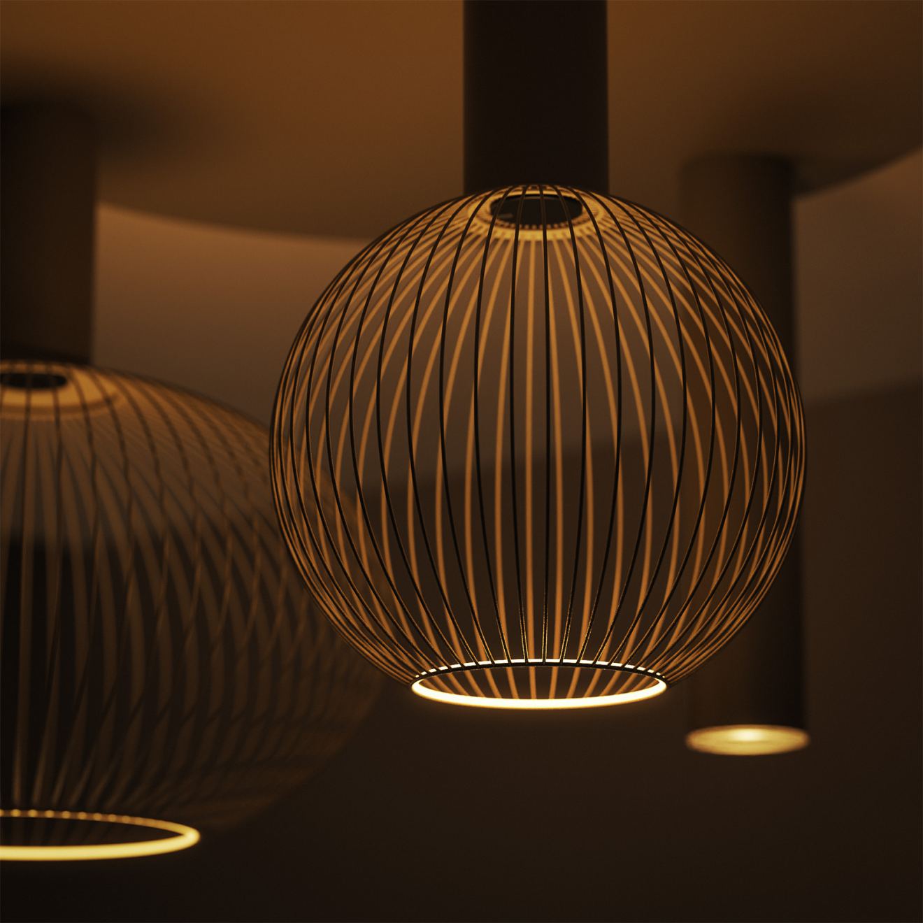 Ceiling light Ztahl Como round Ø 45 cm 3-light E27 and GU10 (Metal, Zwart | Grijs | Zand)
