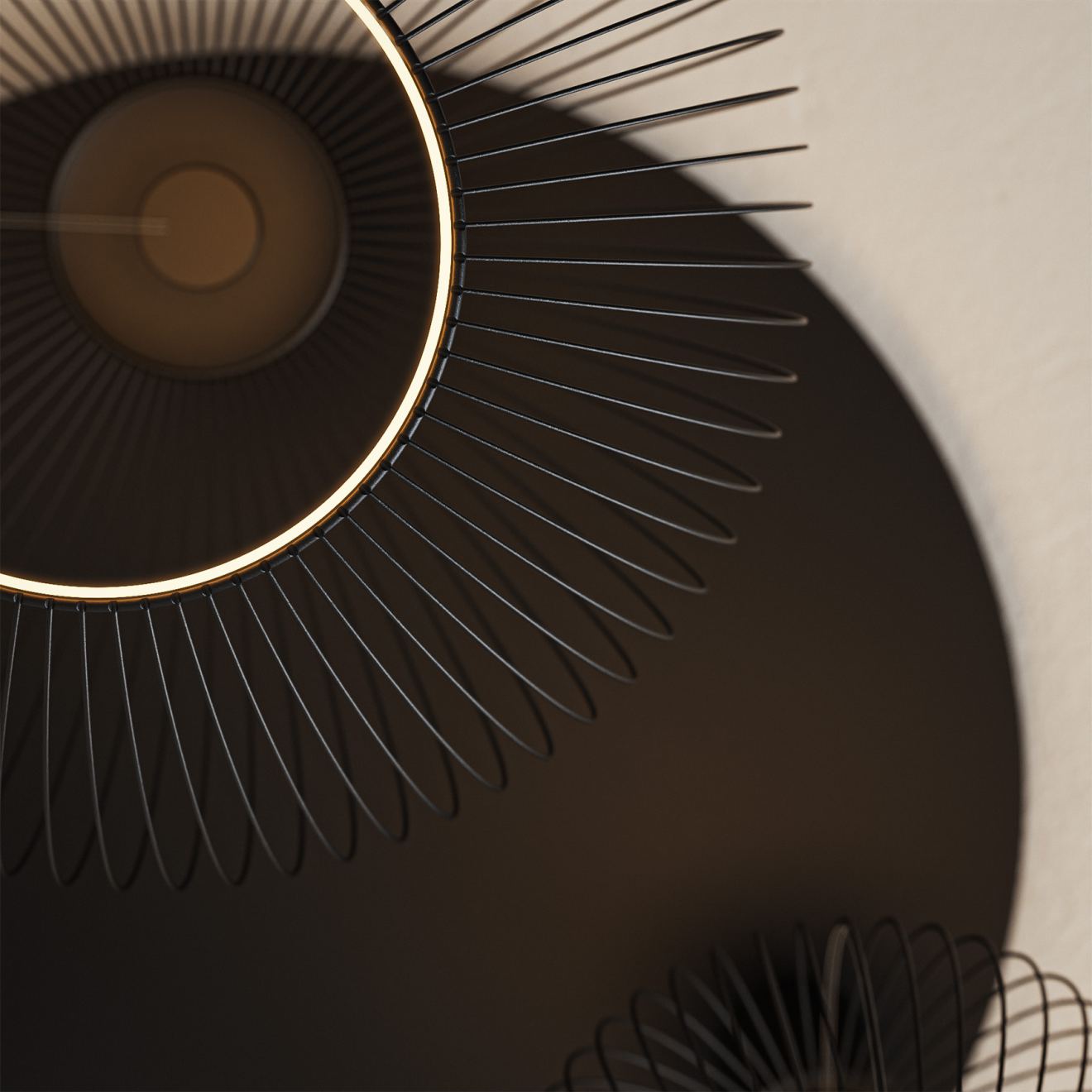 Ceiling light Ztahl Como round Ø 45 cm 3-light E27 (Metal, Zwart | Grijs | Zand)