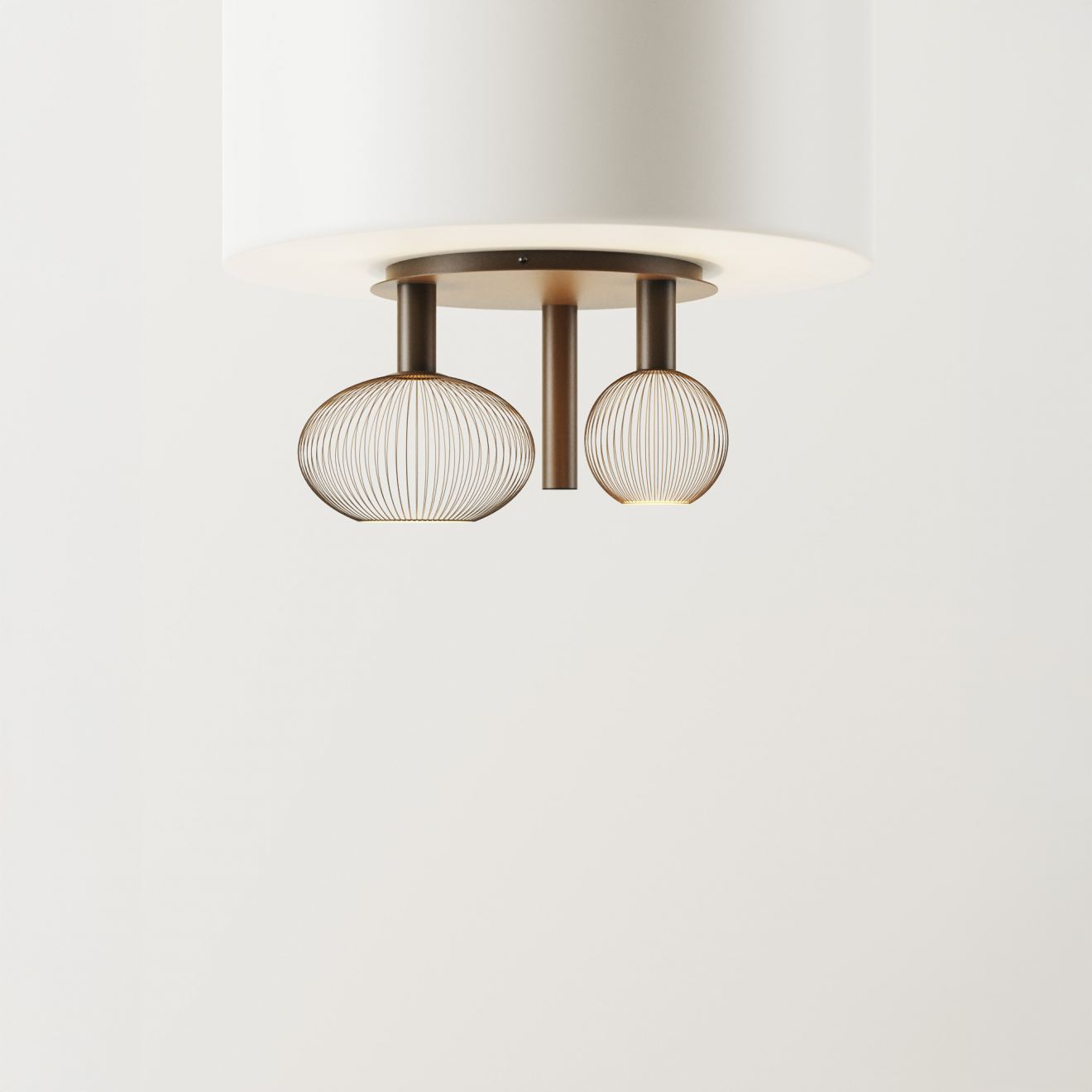 Ceiling light Ztahl Como round Ø 45 cm 3-light E27 and GU10 (Metal, Zwart | Grijs | Zand)