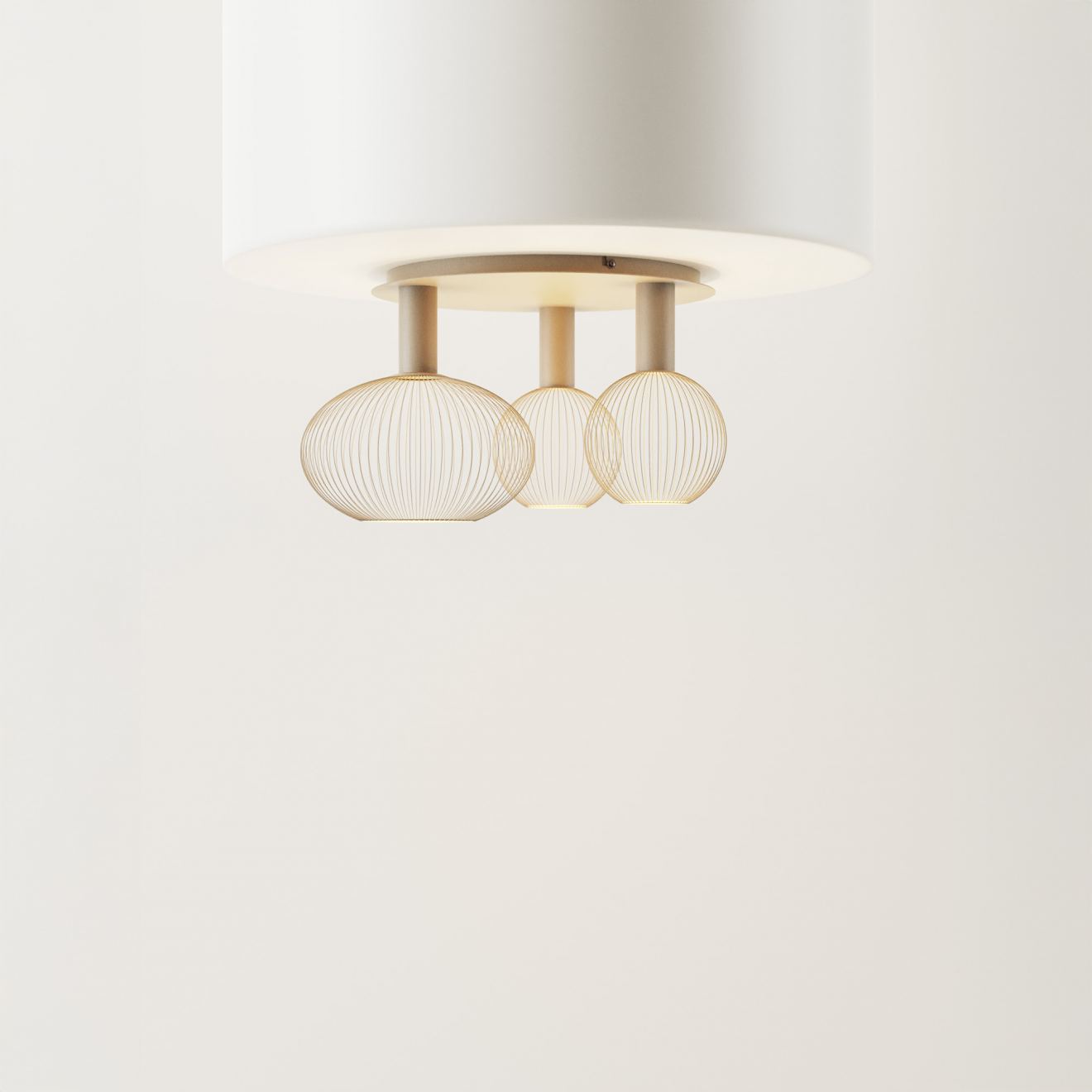 Ceiling light Ztahl Como round Ø 45 cm 3-light E27 (Metal, Zwart | Grijs | Zand)