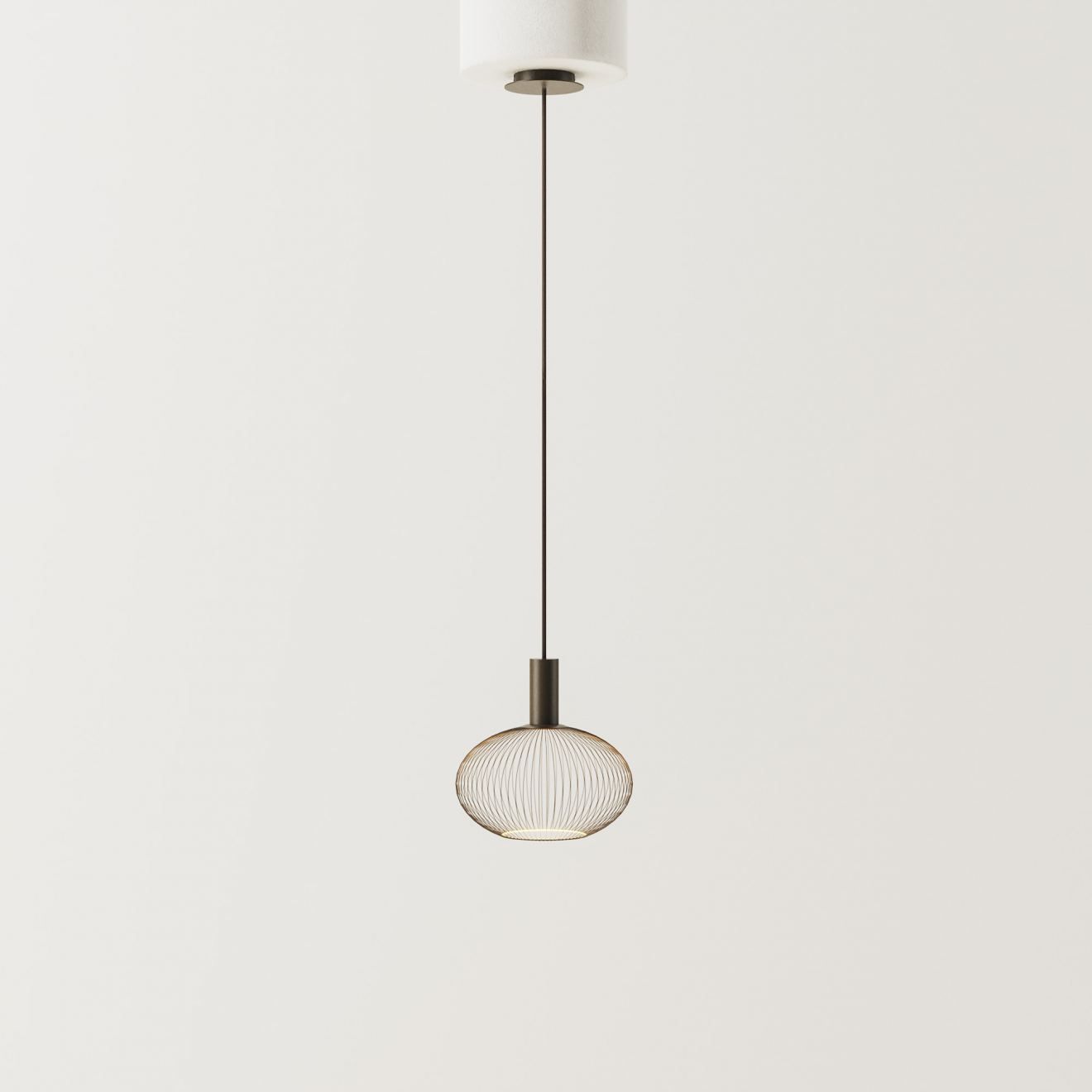Pendant light Ztahl Como 1-light E27 (Metal, Zwart | Grijs | Zand)