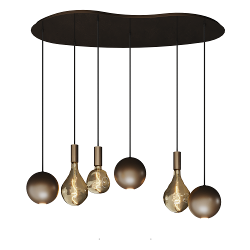 Hangeleuchte Ztahl Gerace organisch klein 120 x 60 cm 6-flammig