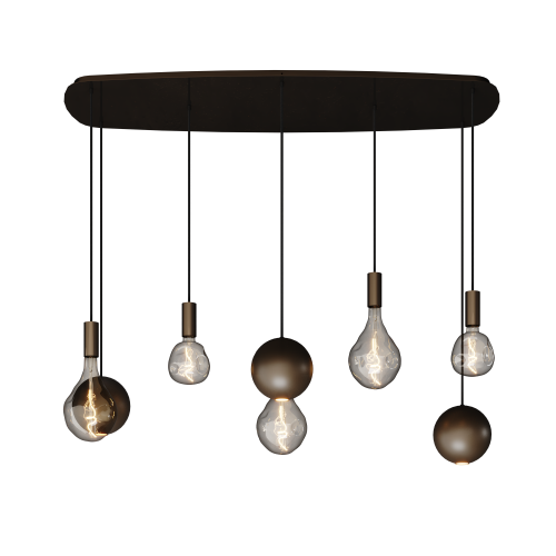 Hängeleuchte Ztahl Gerace dänisch oval groß 145 x 55 cm 8-flammig