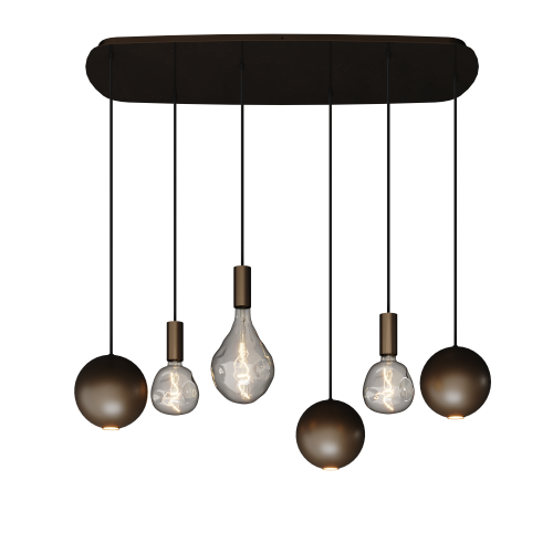 Hängeleuchte Ztahl Gerace Dänisch oval klein 110 x 50 cm 6-flammig