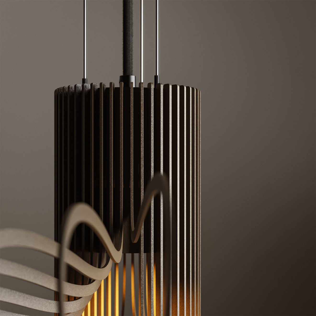 Hangeleuchte Ztahl Lodi Ø 60 cm 1-flammig (Metall, Schwarz | Grau | Sand)